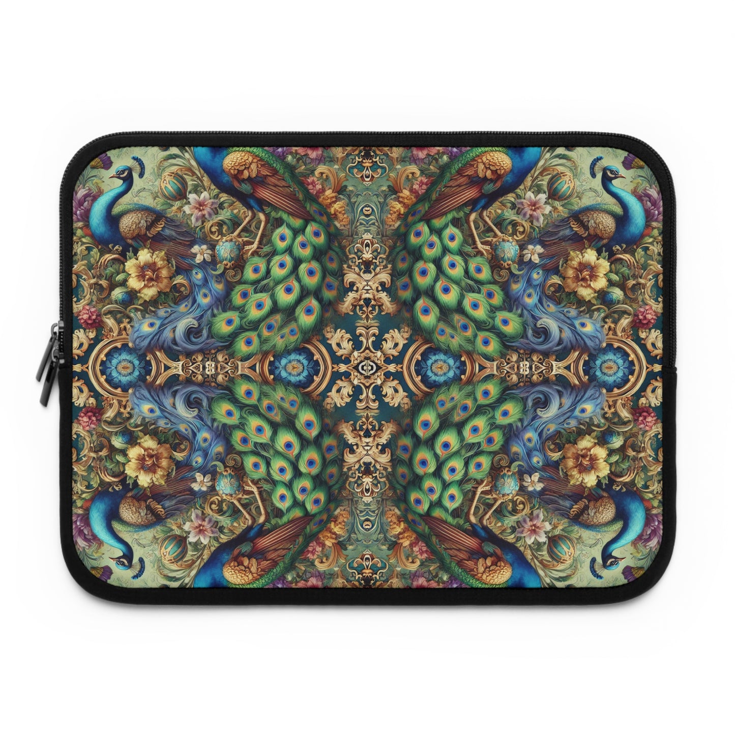 Tropical Laptop Sleeve, 5 Sizes - Perfect for Beach Lovers & Students / Kaleido Peacock Royals