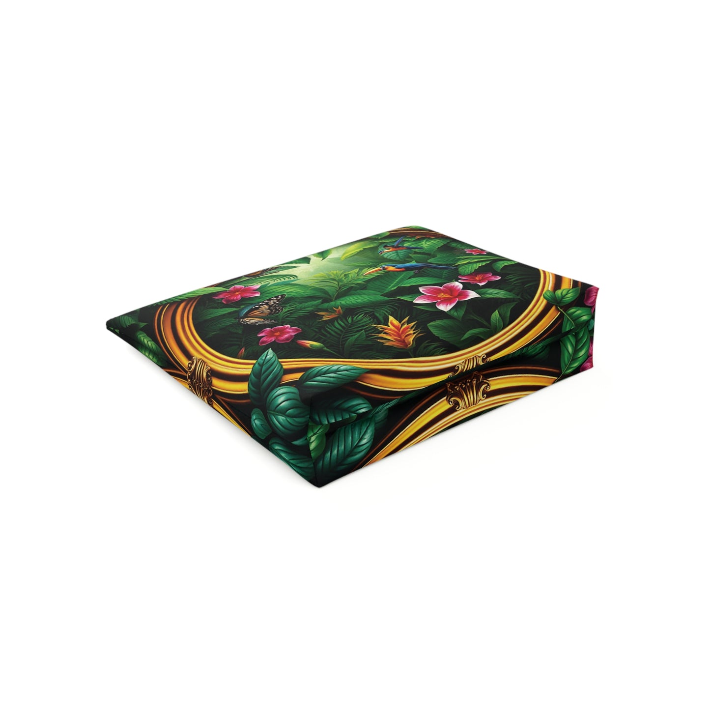 Tropical Cotton Cosmetic Bag - Makeup Pouch, 5 Sizes / Framed Rainforest