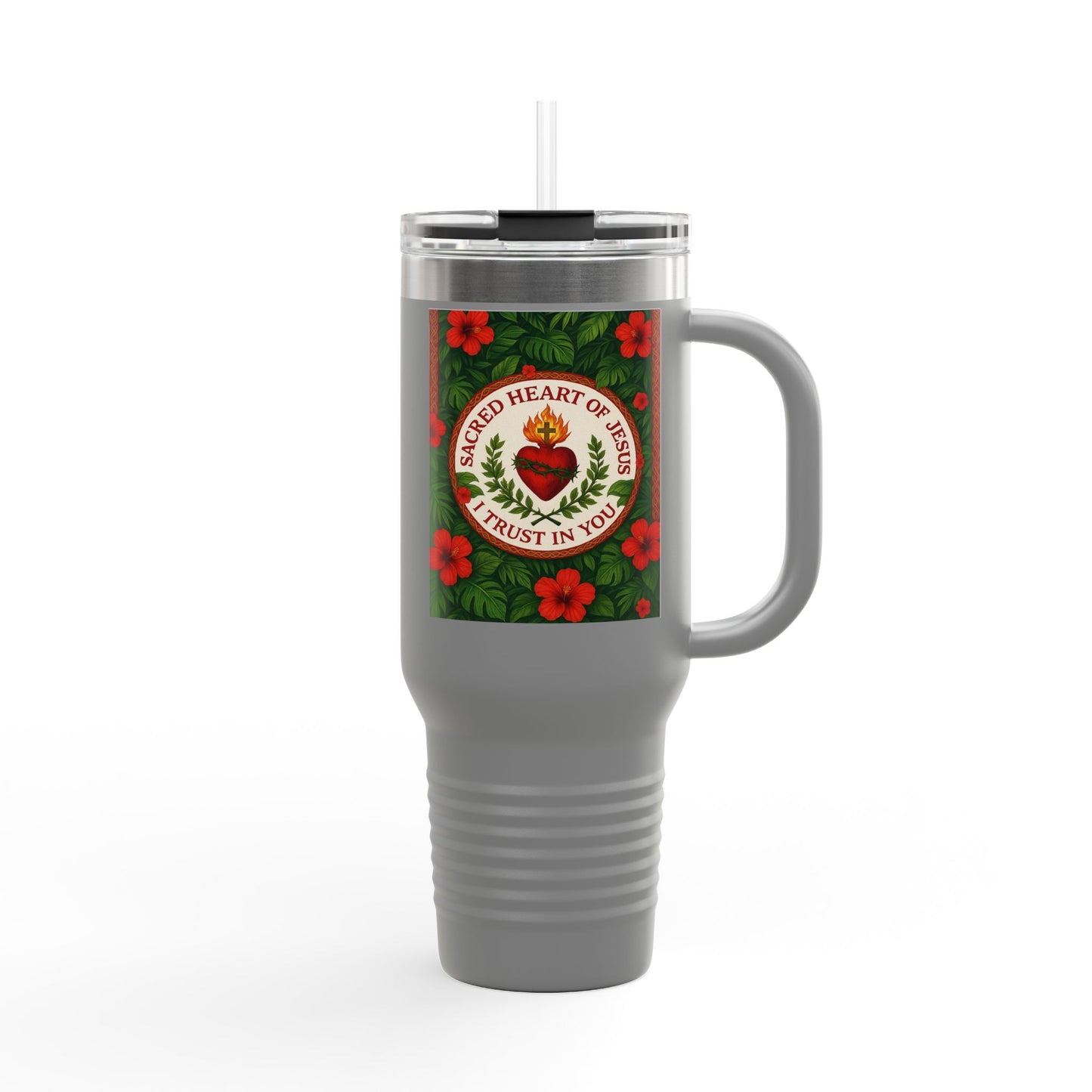 Religious Insulated Travel Mug, 40oz / Sacred Heart of Jesus - Perfect for Outdoor Adventures