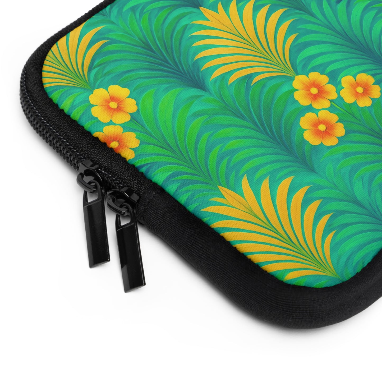 Tropical Laptop Sleeve, 5 Sizes - Perfect for Beach Lovers & Students / Sunrise Palms, Green