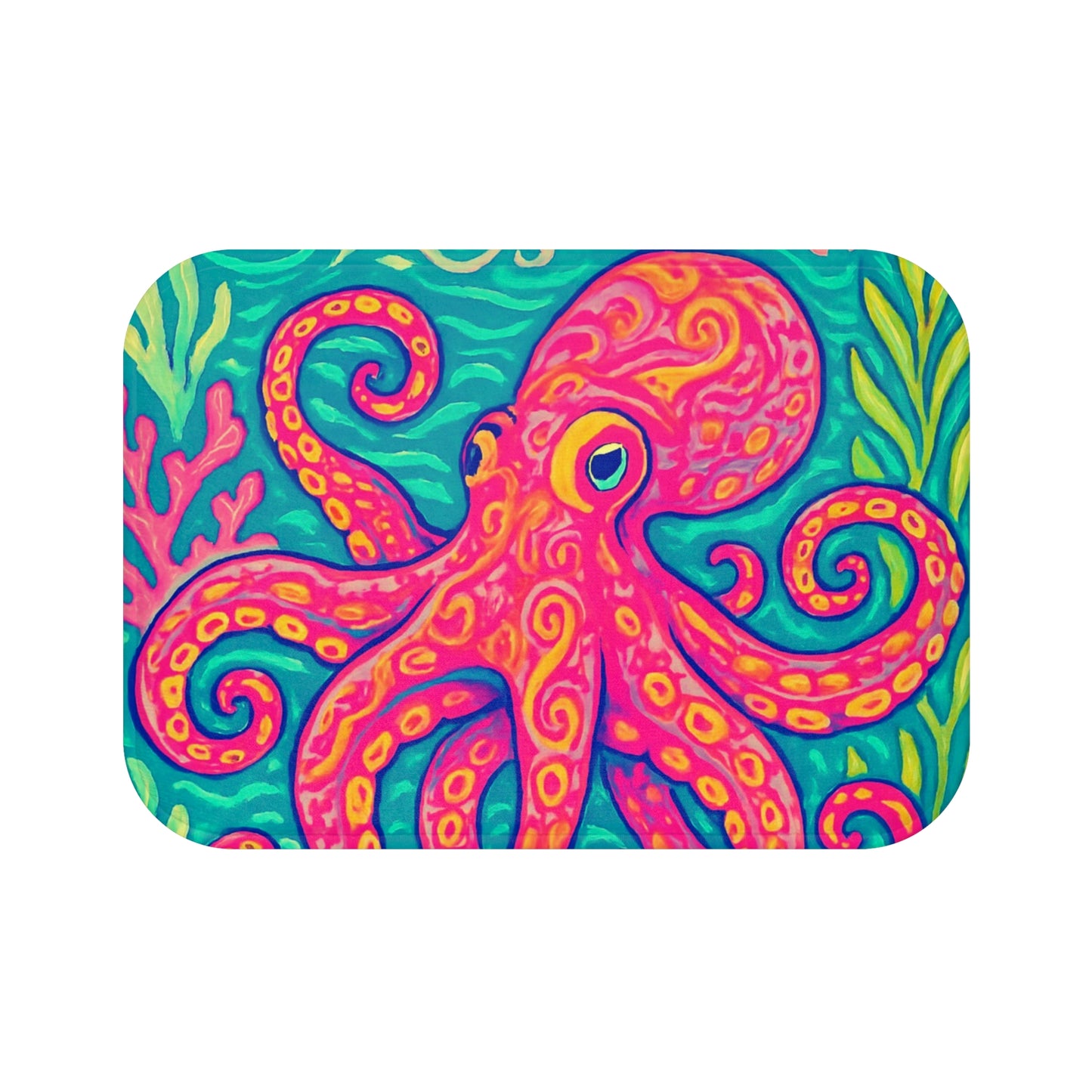Red Kraken Joe Bath Mat, 2 Sizes - Tropical Vibes for Home Decor