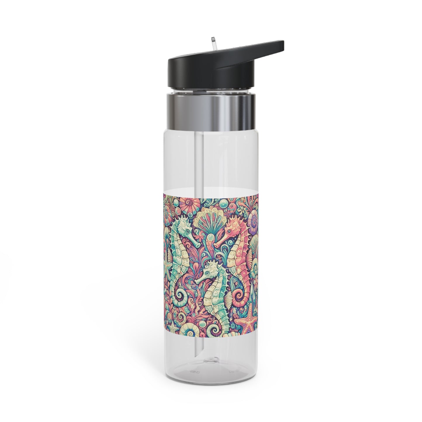 Tropical 20oz Tritan Sport Water Bottle -  Leakproof, Lightweight, BPA-Free / Seahorse Trio, Retro