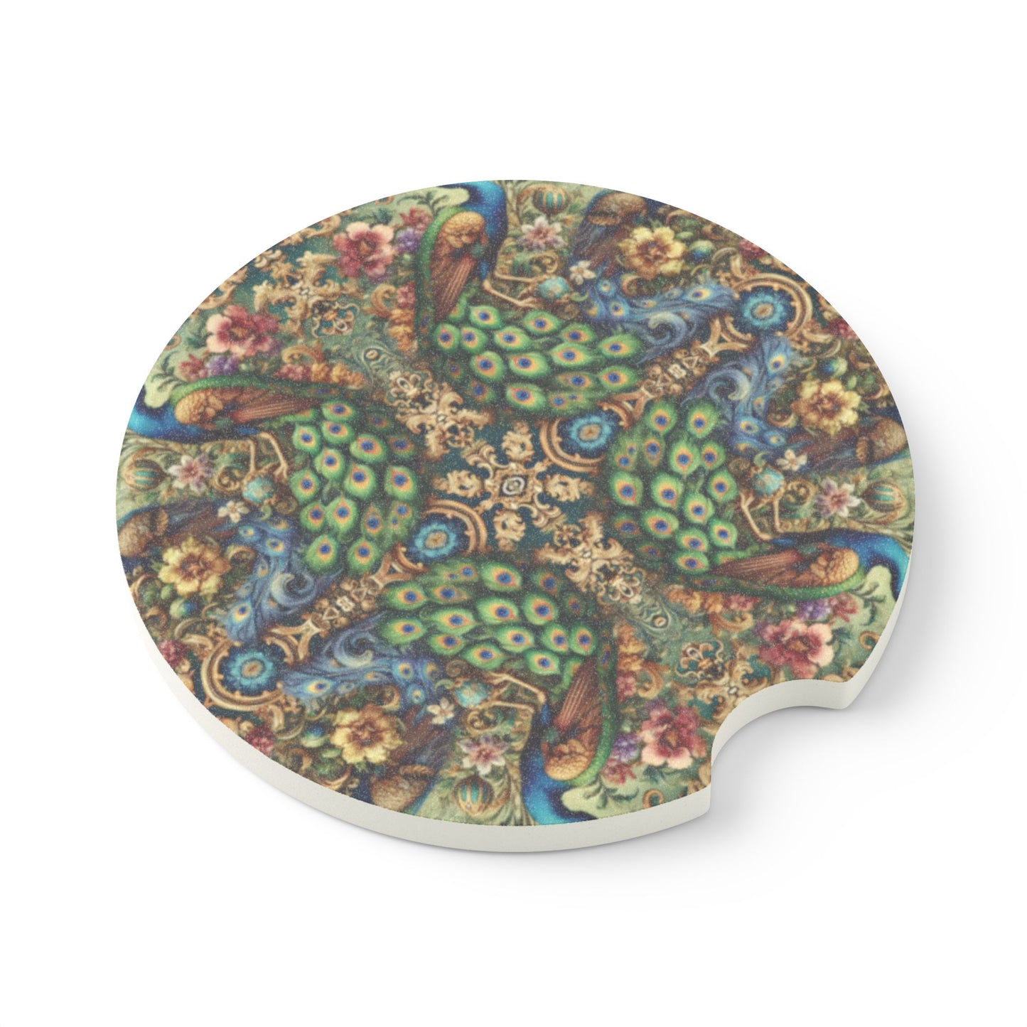 Soapstone Car Coaster - Kaleido Peacock Royals