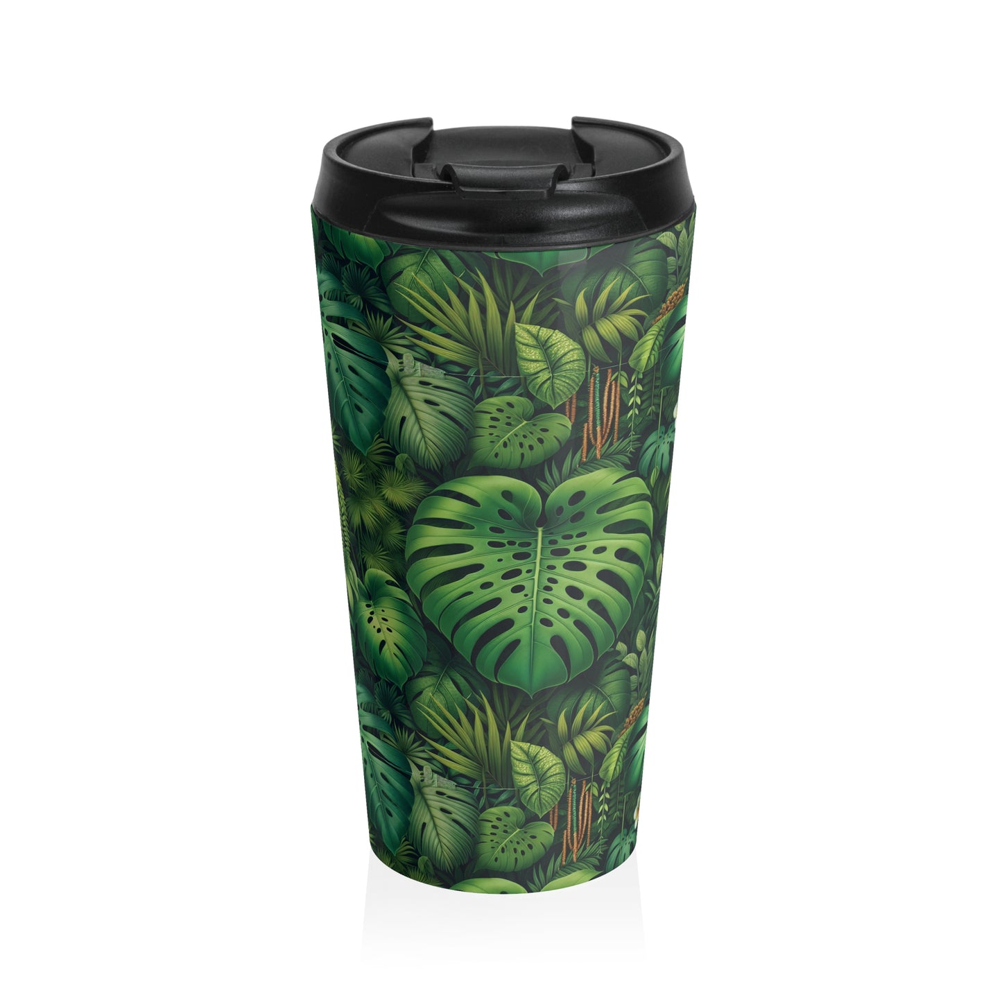 15 oz. Stainless Steel Travel Mug / Tropical Rainforest Leaves