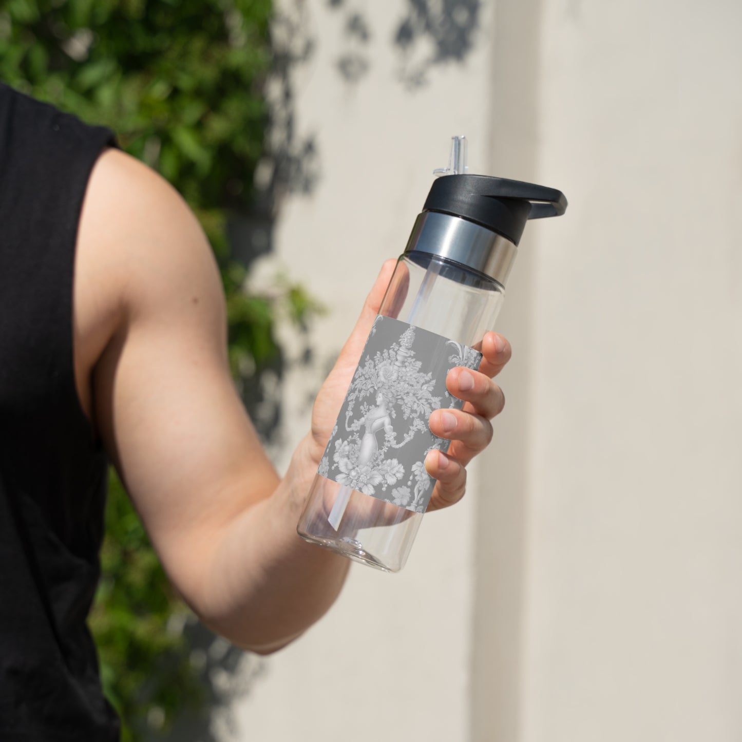 Tropical 20oz Tritan Sport Water Bottle -  Leakproof, Lightweight, BPA-Free / Pearl Lady Toile, Slate