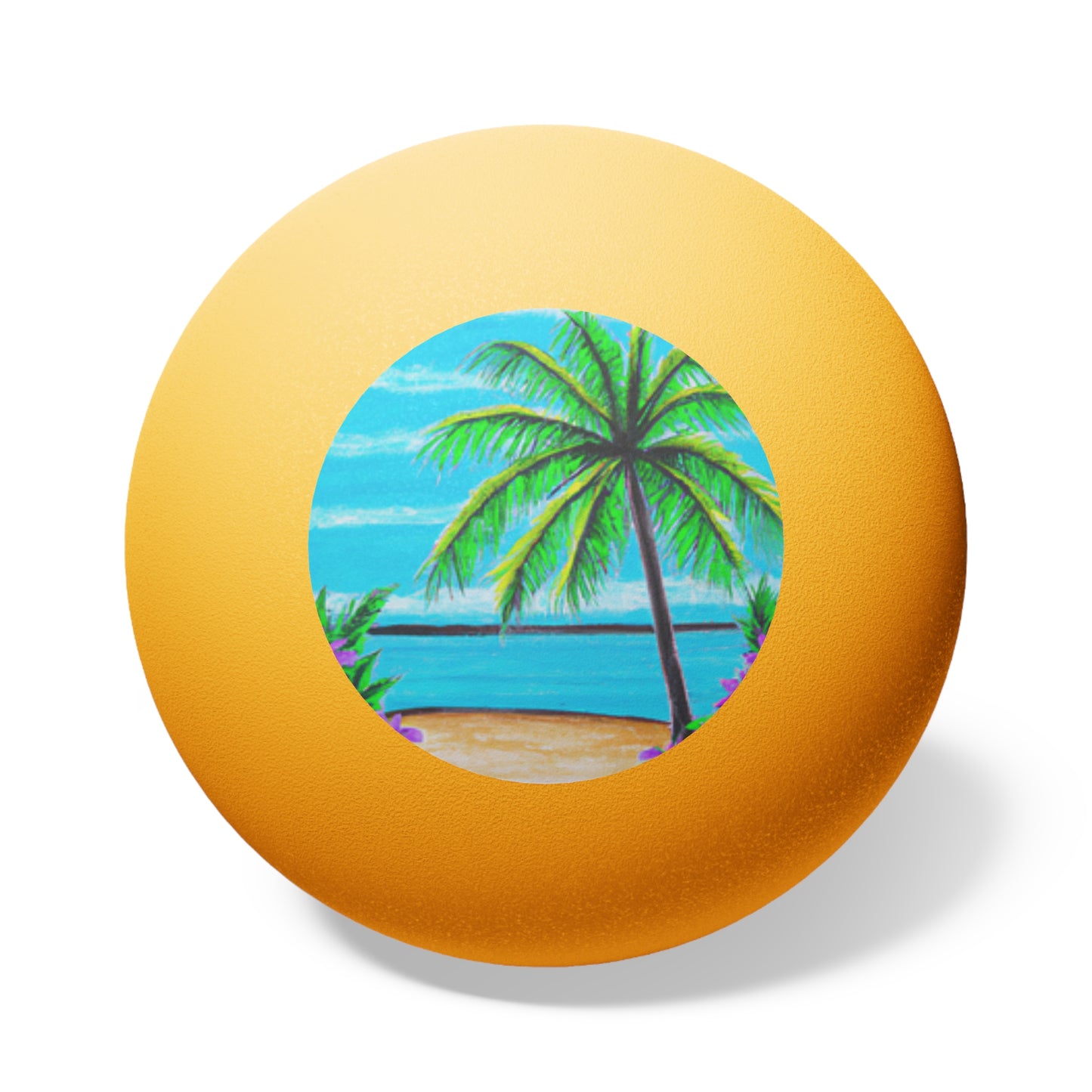 Tropical Paradise Ping Pong Balls - 6 Pack with Calm Beach/Orange