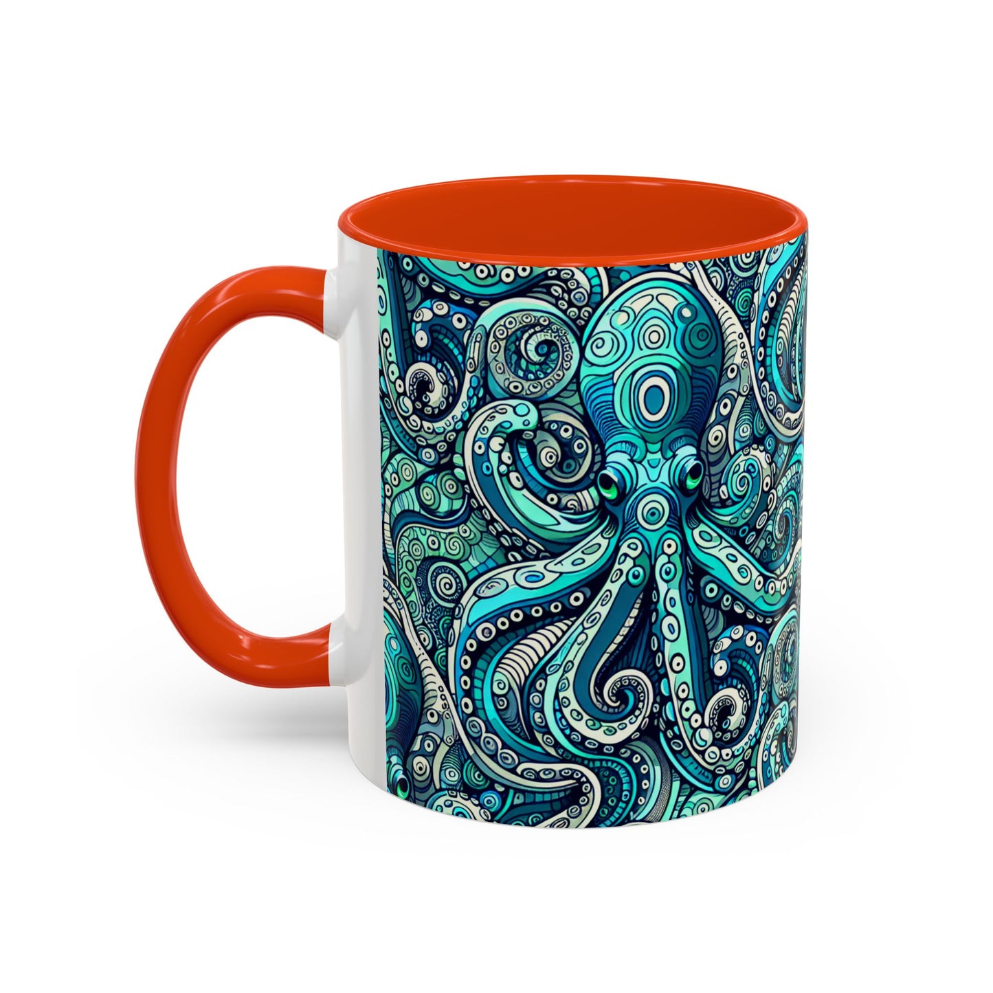 Accent Color Coffee Mug, Many Colors - 11oz & 15oz / Aqua Octopus