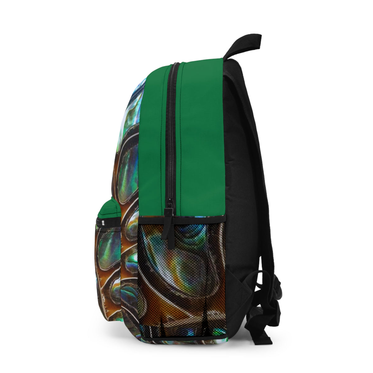 Tropical Backpack  / Ammonite and Abalone, Dark Green