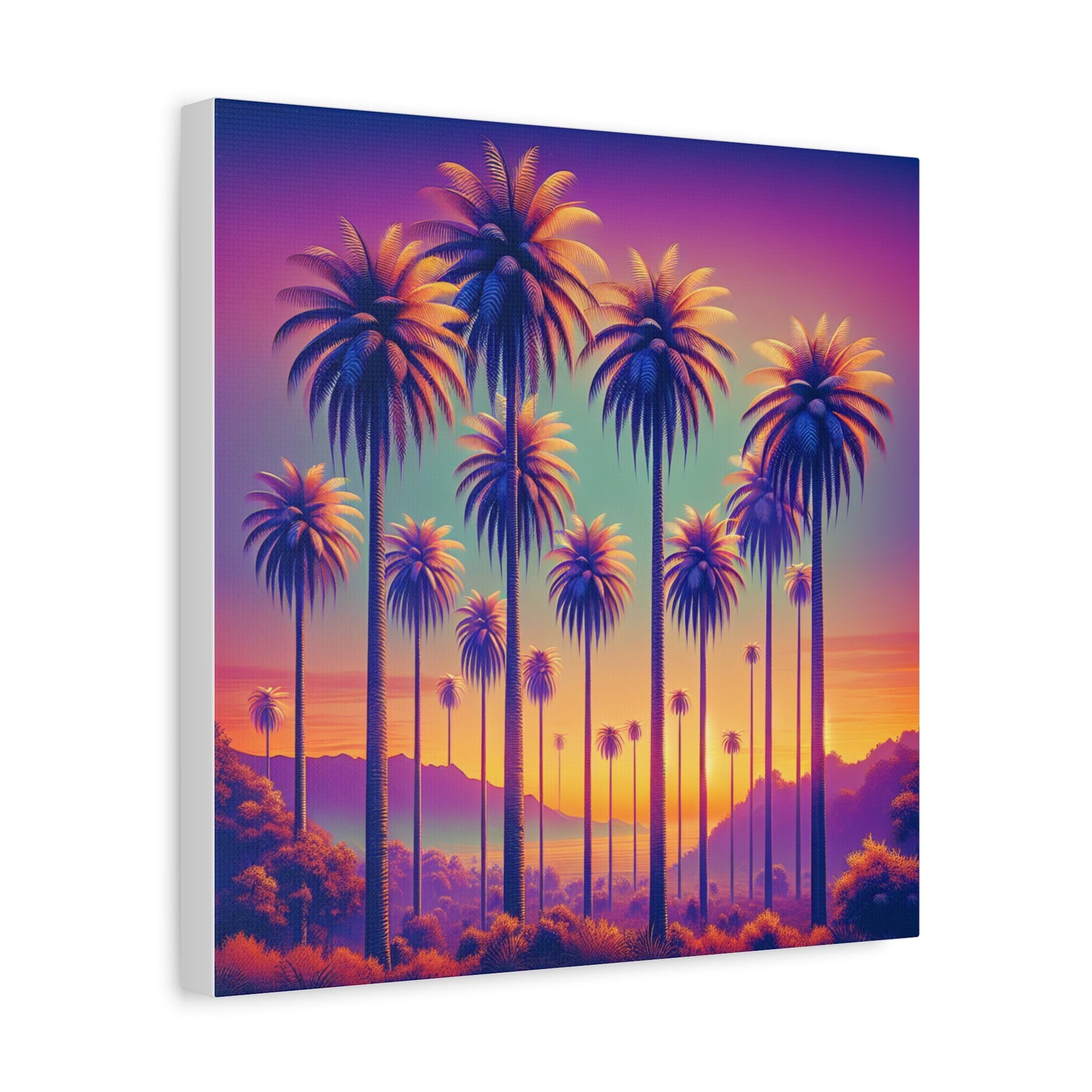 Matte Canvas, Stretched, Various Sizes / Sunset Palms