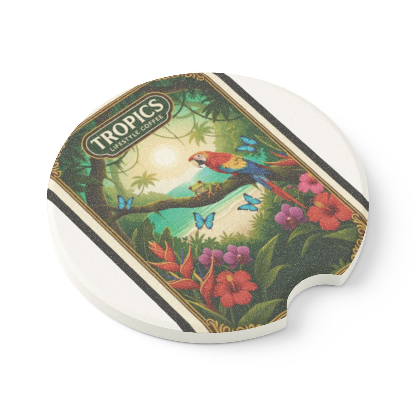 Soapstone Car Coaster - Tropics Lifestyle Coffee, Rainforest Friends