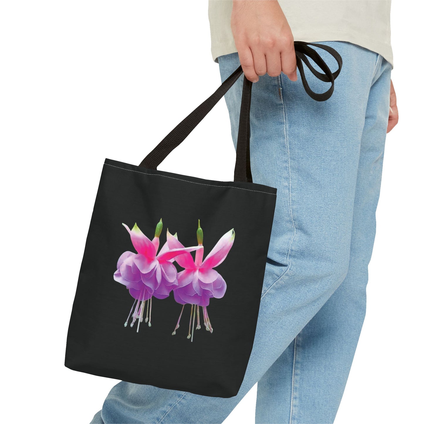 Tropical Real Two Fuchsias/Black Tote Bag - 3 Sizes