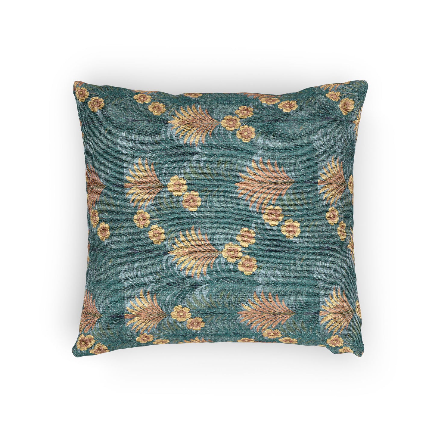 Woven Pillow, 17"W x 18"L ~ Sunrise Palms, Blue