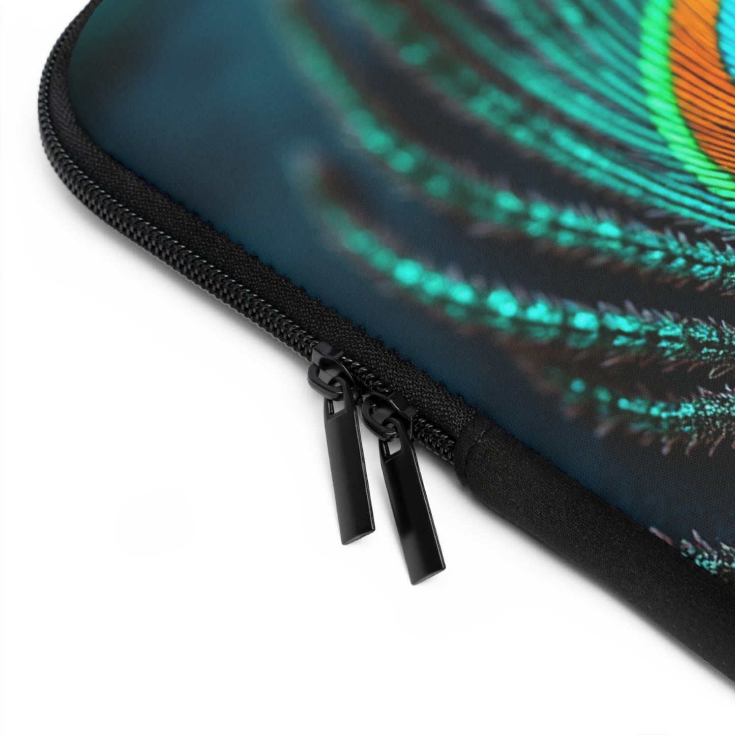 Tropical Laptop Sleeve, 5 Sizes - Perfect for Rainforest Lovers & Students / Peacock Eye Feather, Turquoise