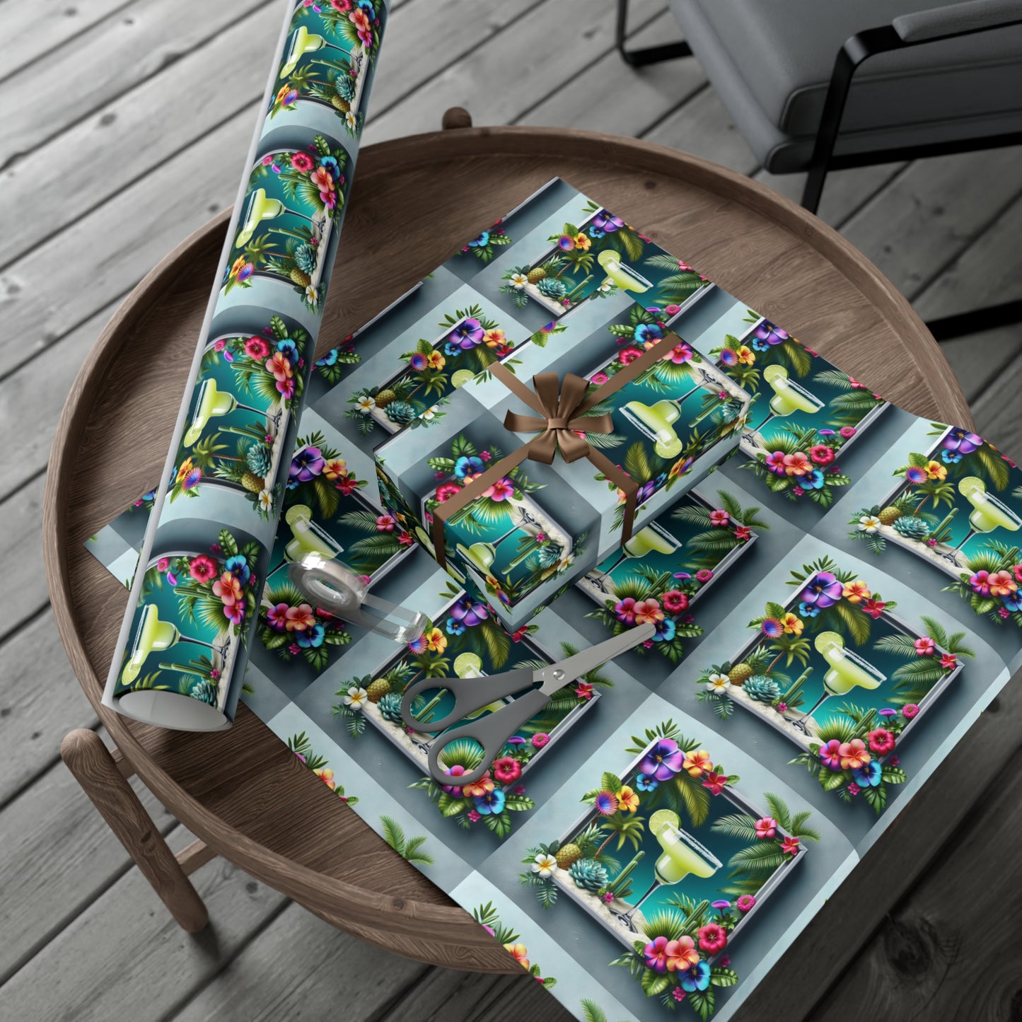 Wrapping Paper - Tropical Gift Wrap for All Occasions / 3 Sizes, 2 Finishes / Tropical Margarita