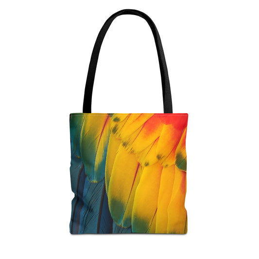 Tropical Macaw Parrot Feathers Tote Bag - Colorful Design, 3 Sizes