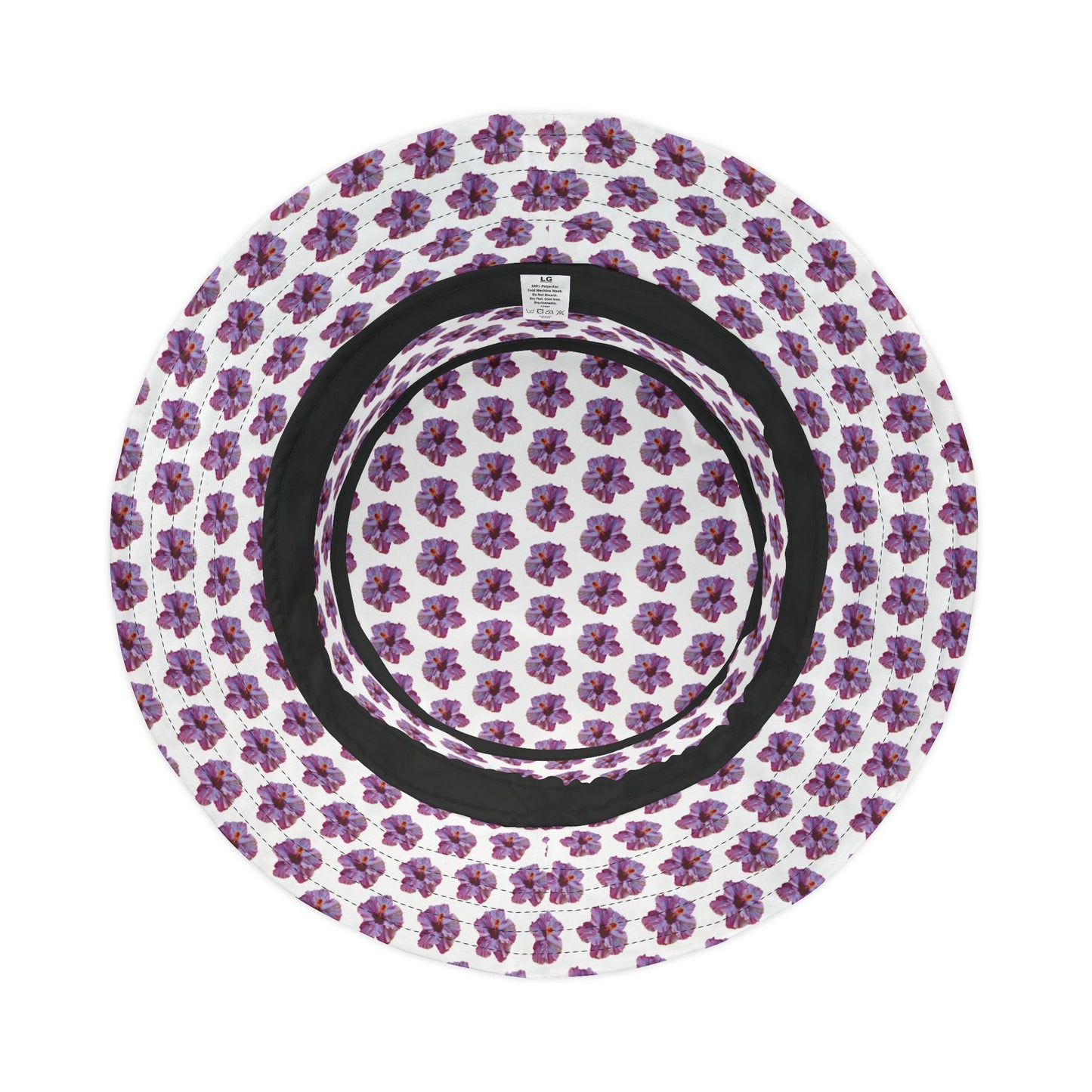 Tropical Polyester Bucket Hat, 2 Sizes - Purple Hibiscus/MICRO