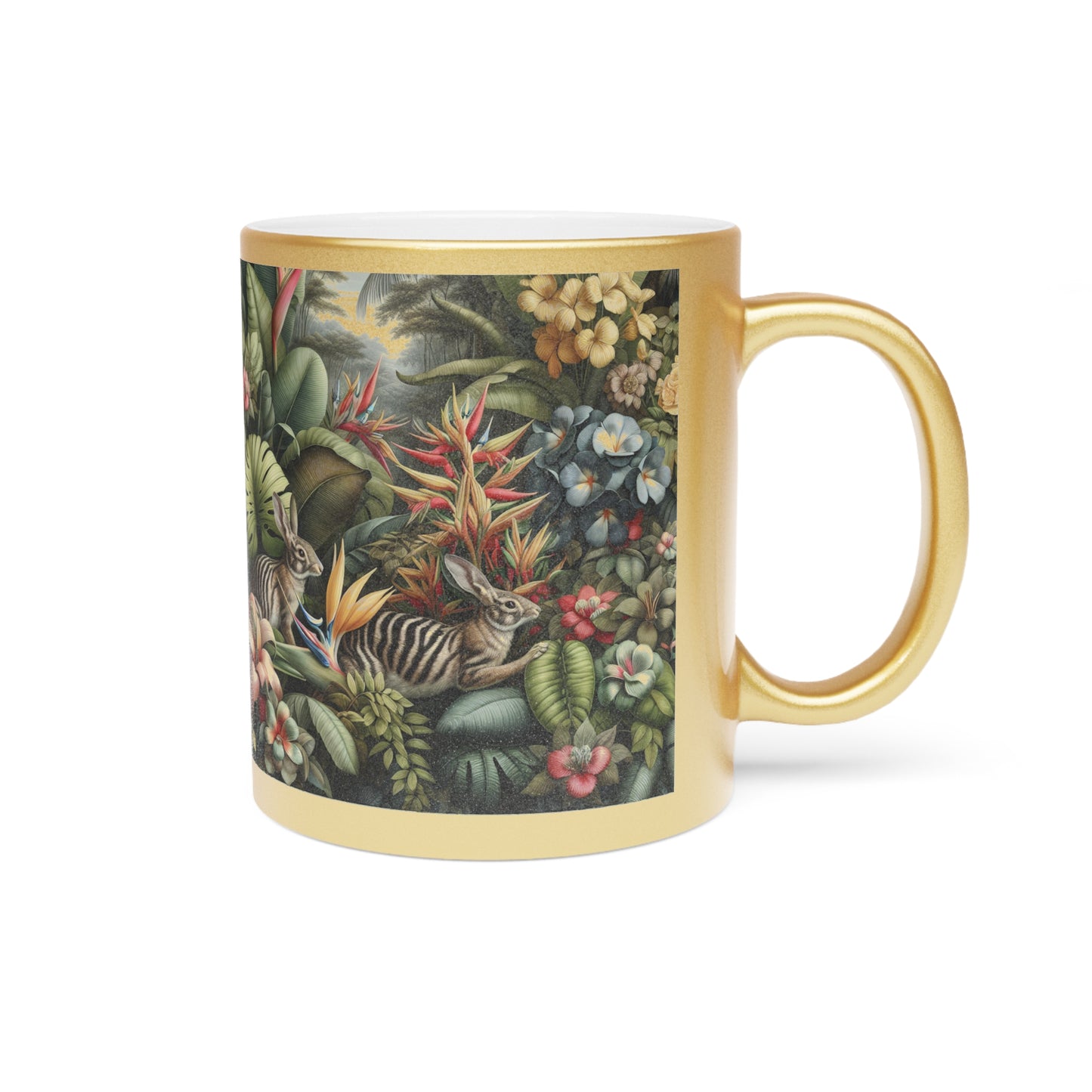 Tropical Metallic Mug, Gold or Silver - Rainforest Rabbit Outing