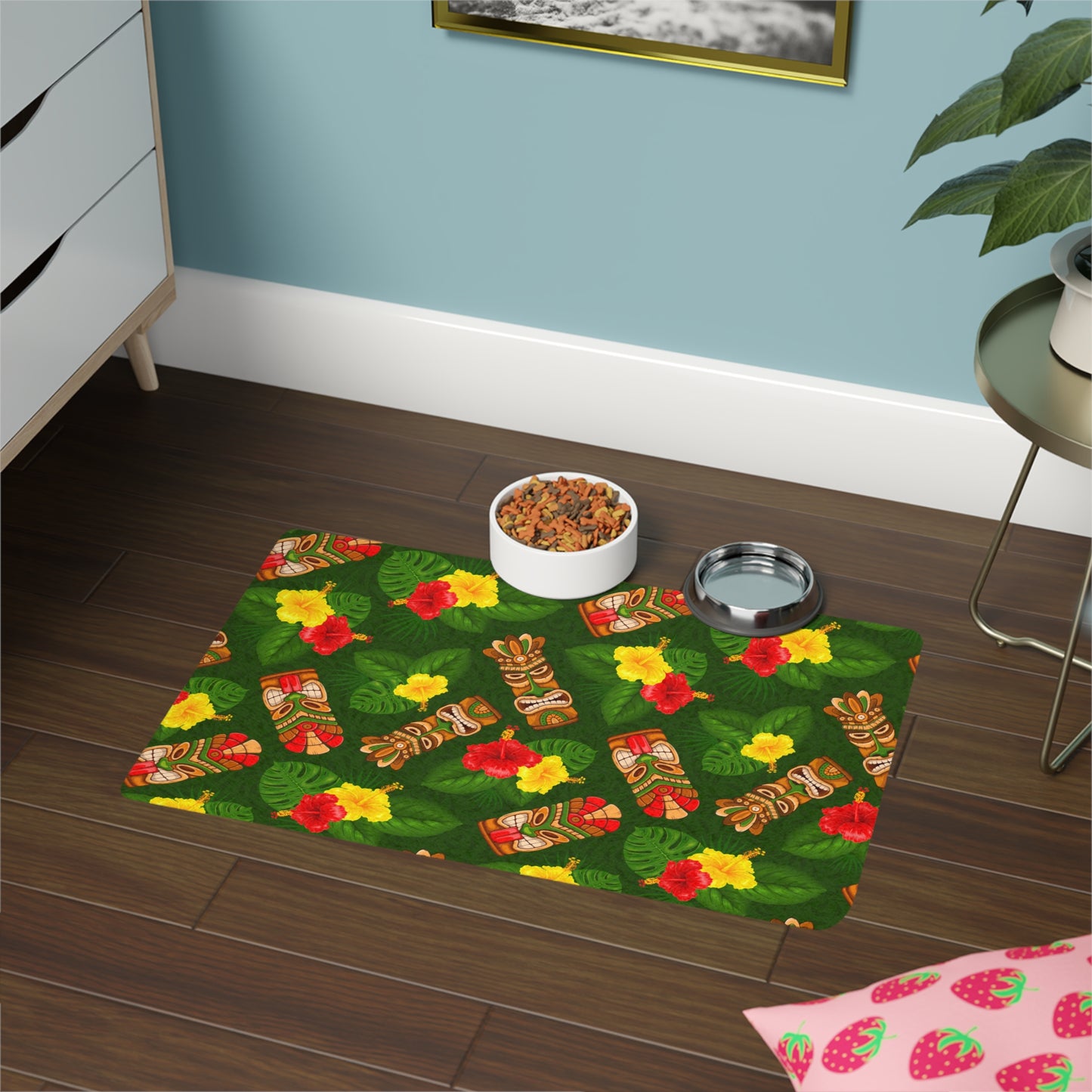 Pet Food Mat (12x18) - Tiki Hibiscus Garden