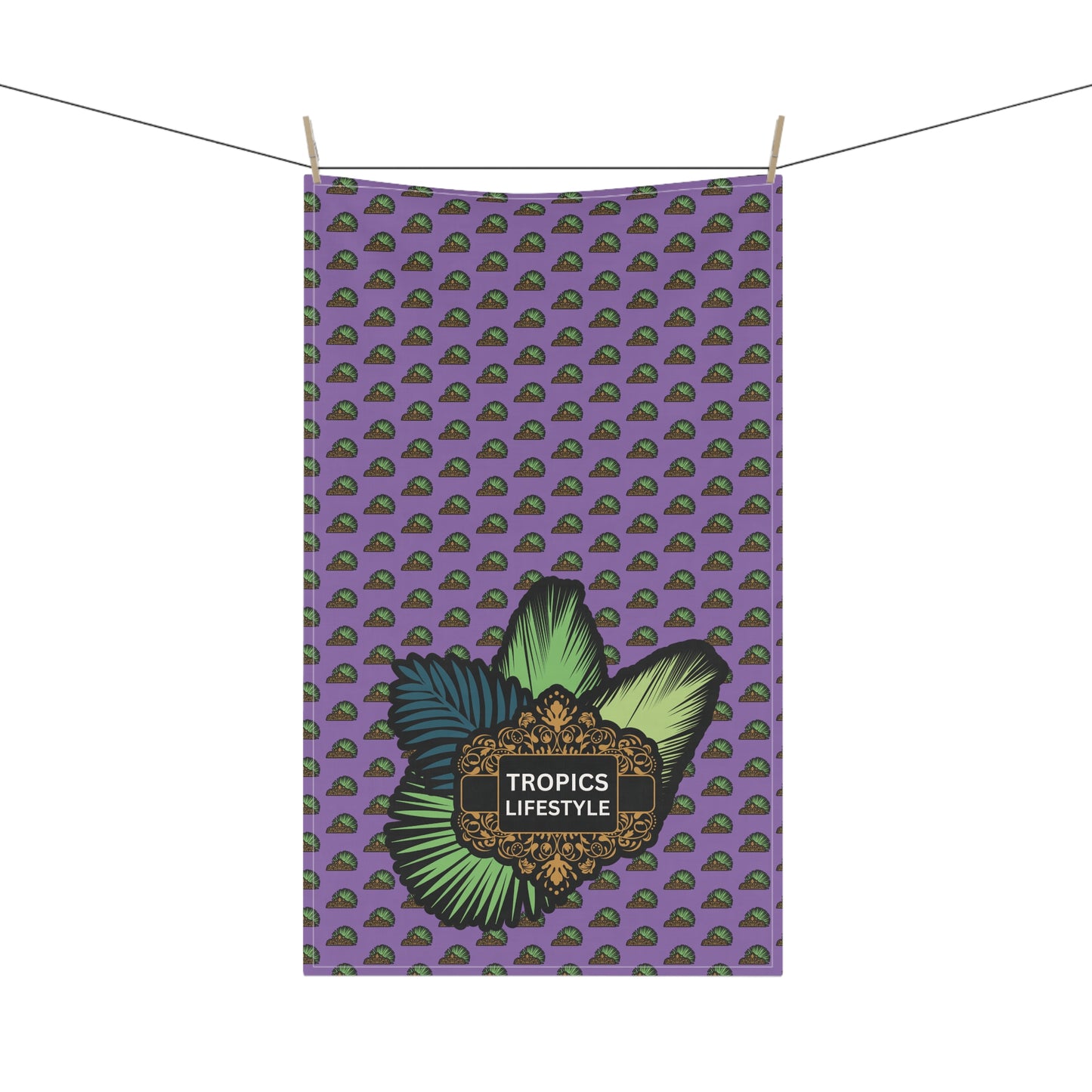 Tea Towels (cotton, poly), Tropics Lifestyle Deco Plant Logo, Micros Lt. Purple