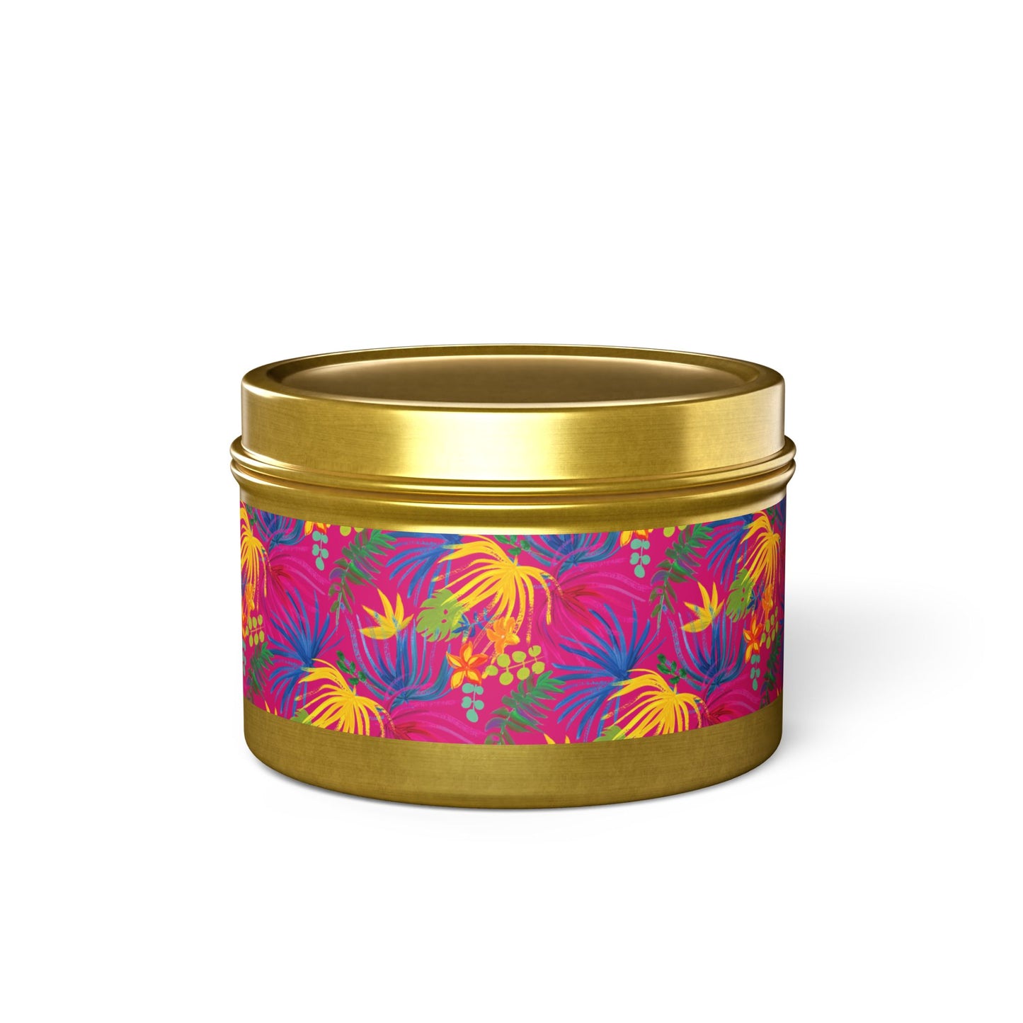 Tin Candles, 2 sizes, 3 tin colors - Exotic Flora