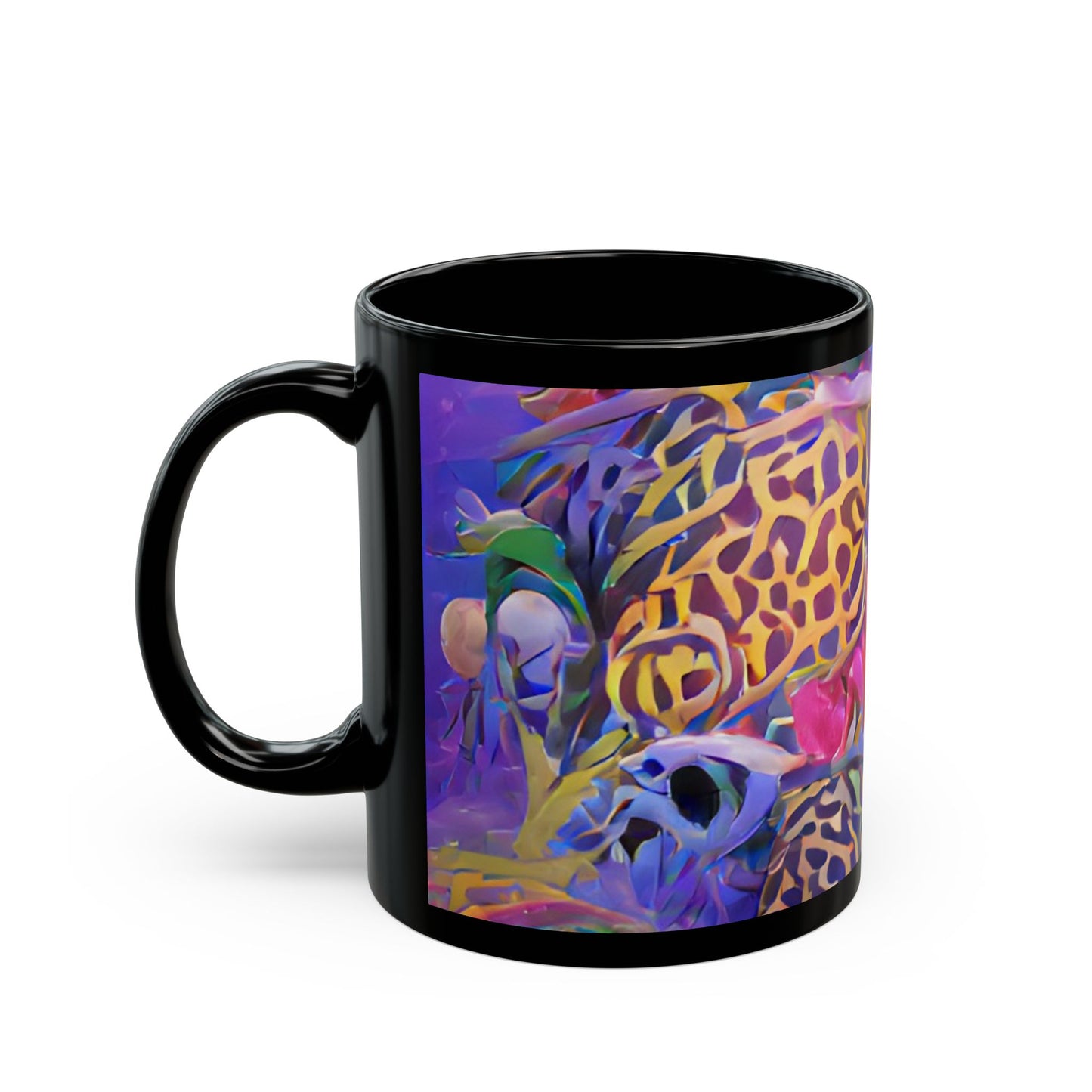 Black Mug (11oz, 15oz), Busy Coral Reef