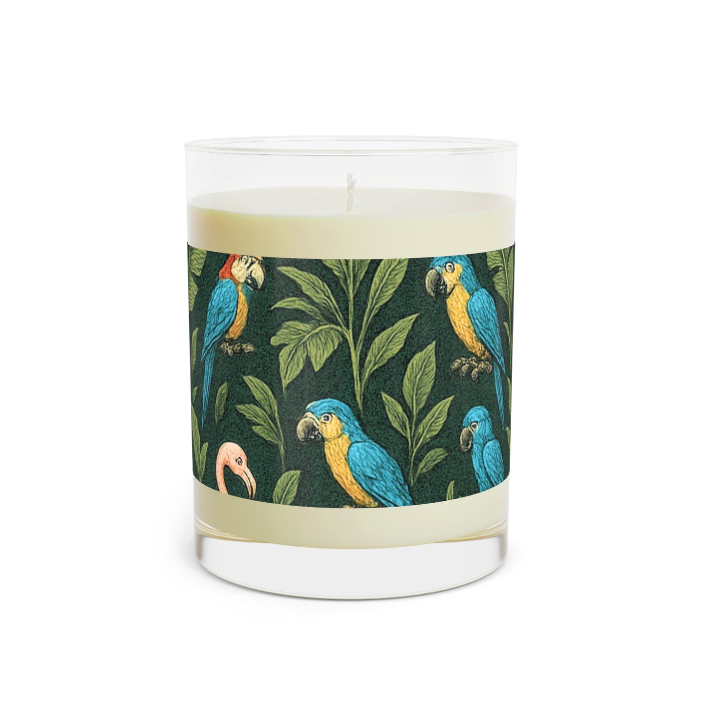 Flamingos & Parrots Scented Candle - 11oz Full Glass, Tropical Decor
