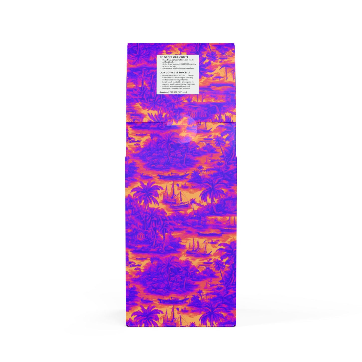 Cocoa Palms Blend™ (Medium-Dark Roast) Specialty Grade Craft Coffee / Crazy Cool Tropical Toile