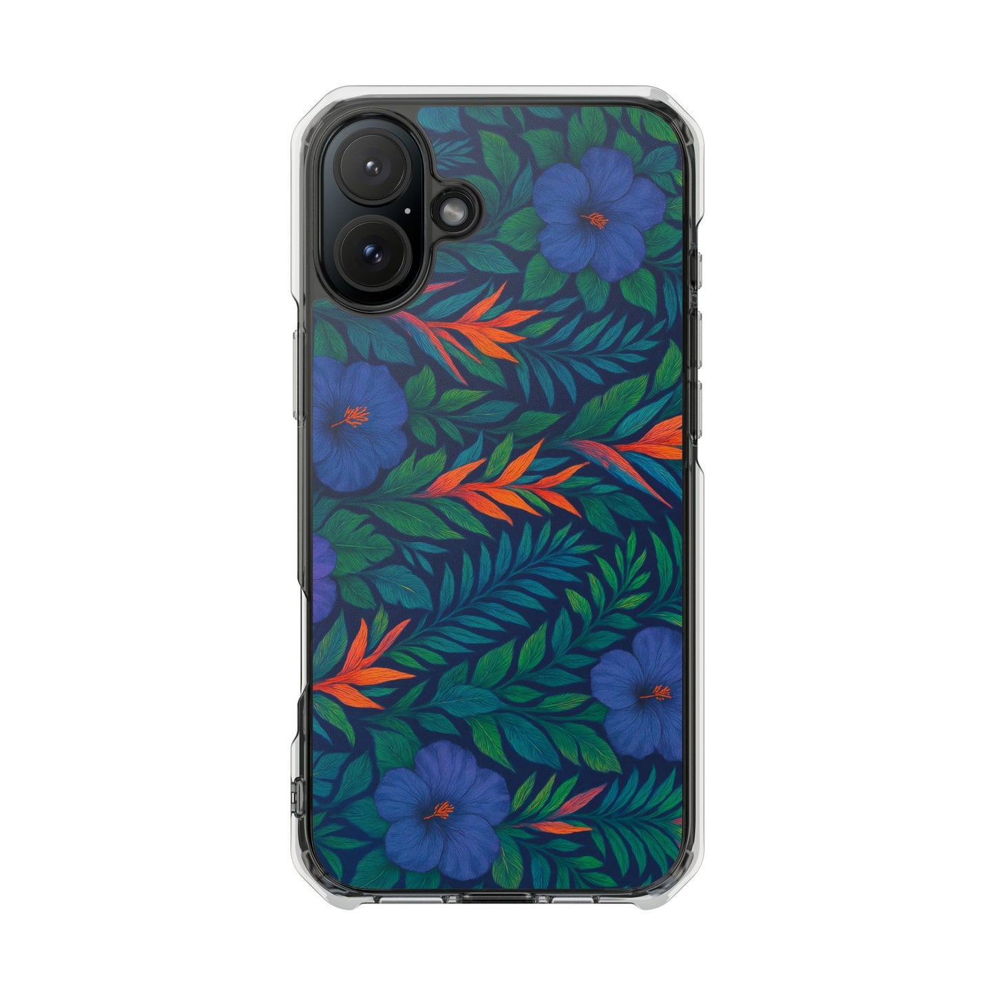 Midnight Flower Navy Magnetic Clear Phone Case, Many Models