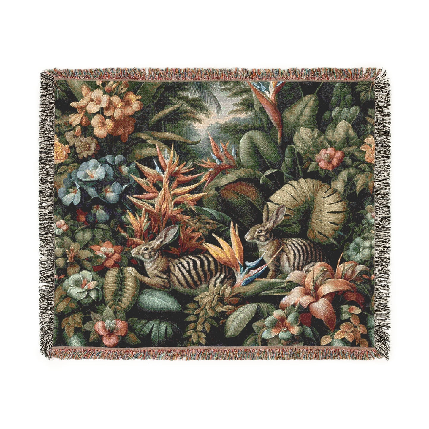 Woven Blanket, 3 Sizes - Tropical Home Decor / Rainforest Sumatran Rabbit Outing