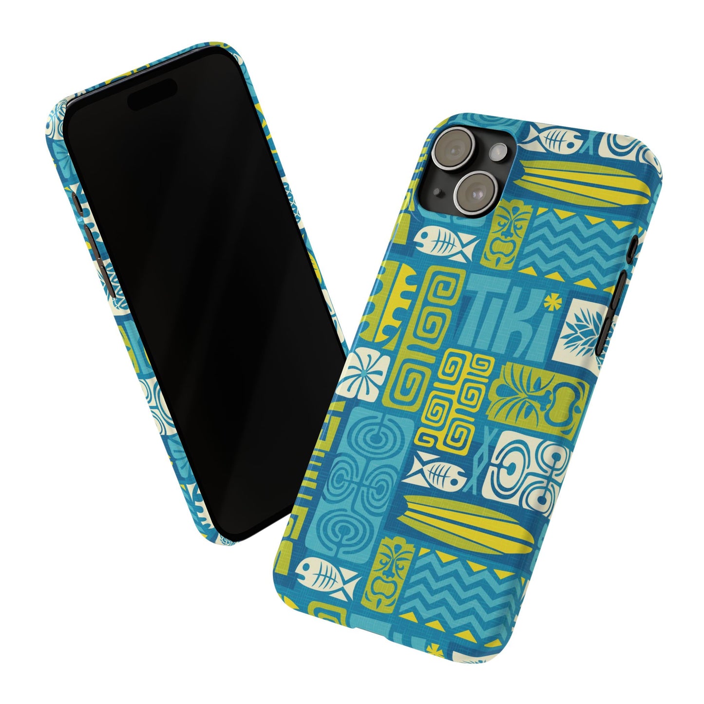 Slim Phone Cases - Tiki Poster Blue