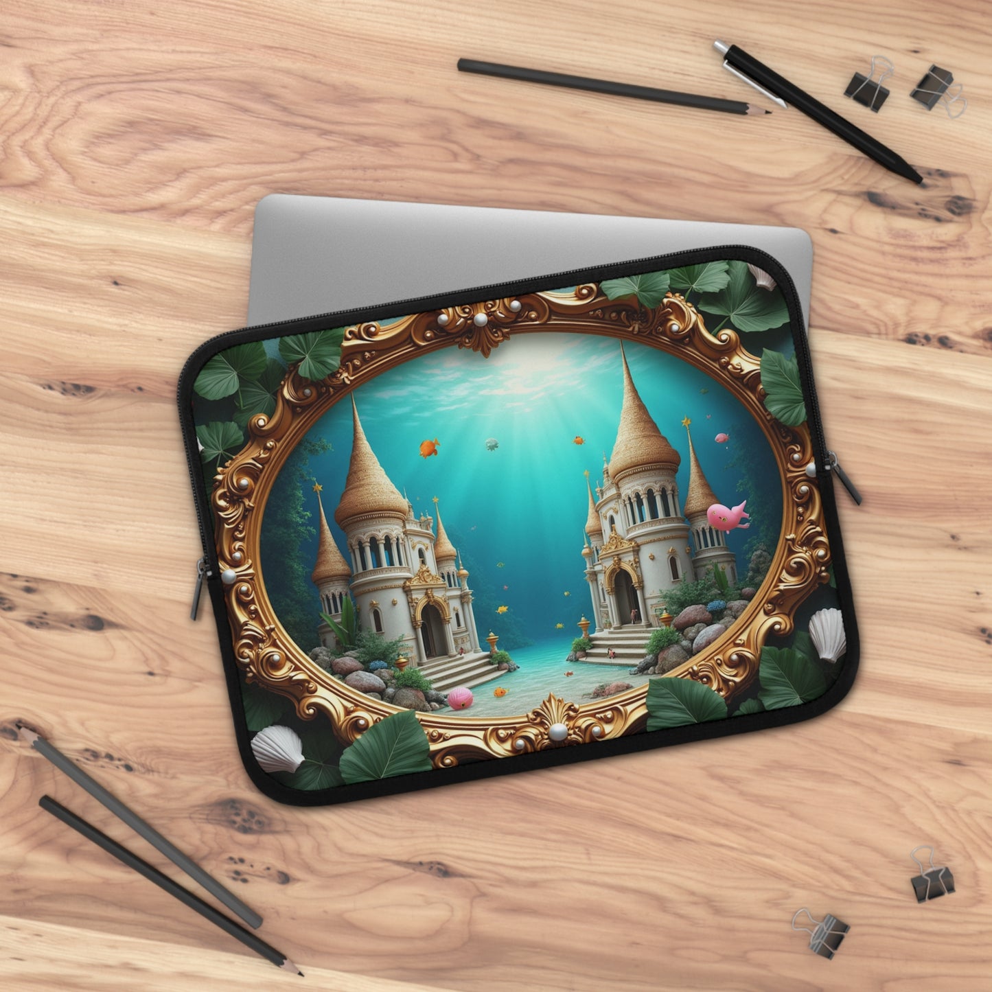 Tropical Laptop Sleeve, 5 Sizes - Perfect for Ocean Lovers & Students / Mermaid Palace, Libyan Sea