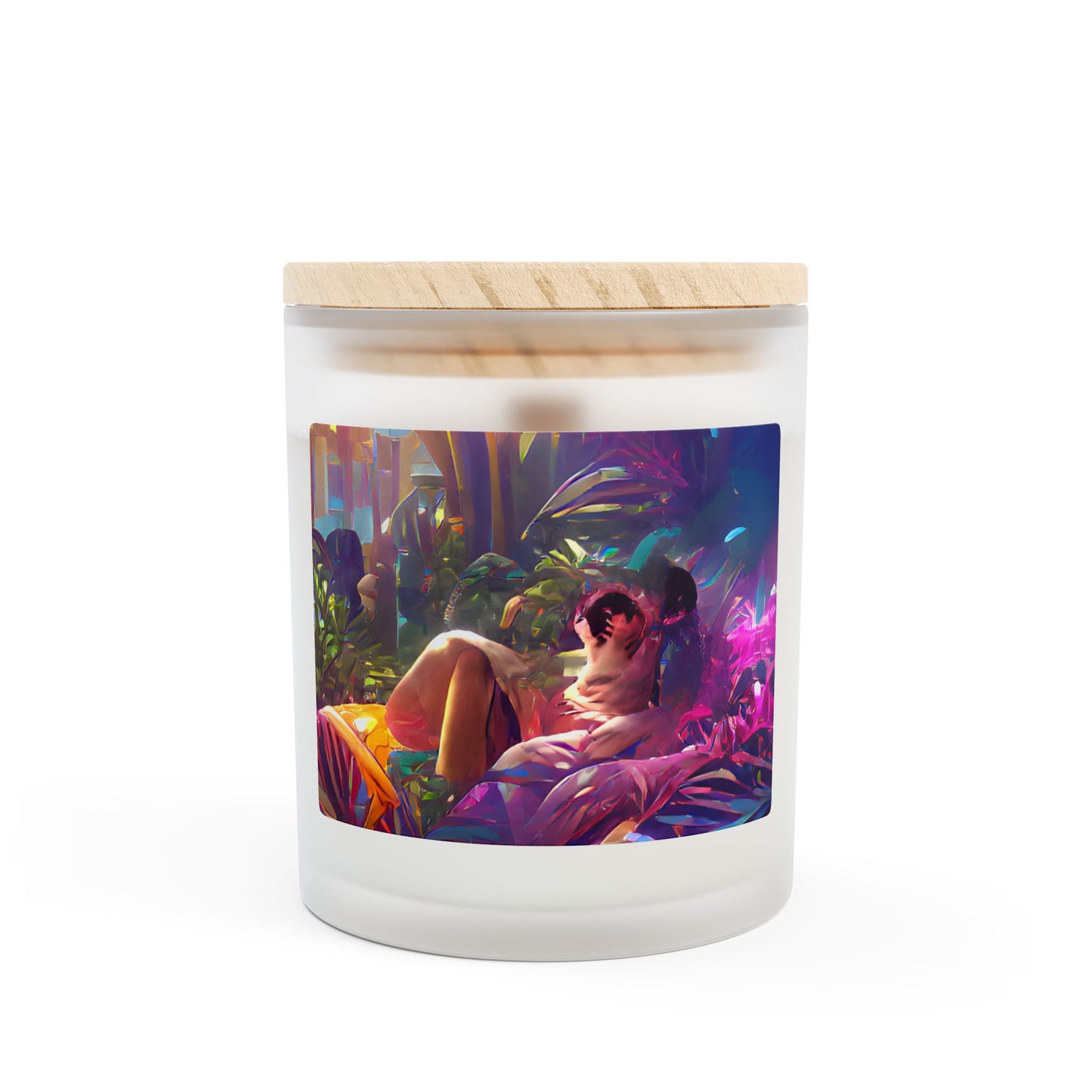 Frosted Glass Candle, 11oz - Midnight Kiss in Tropical Garden