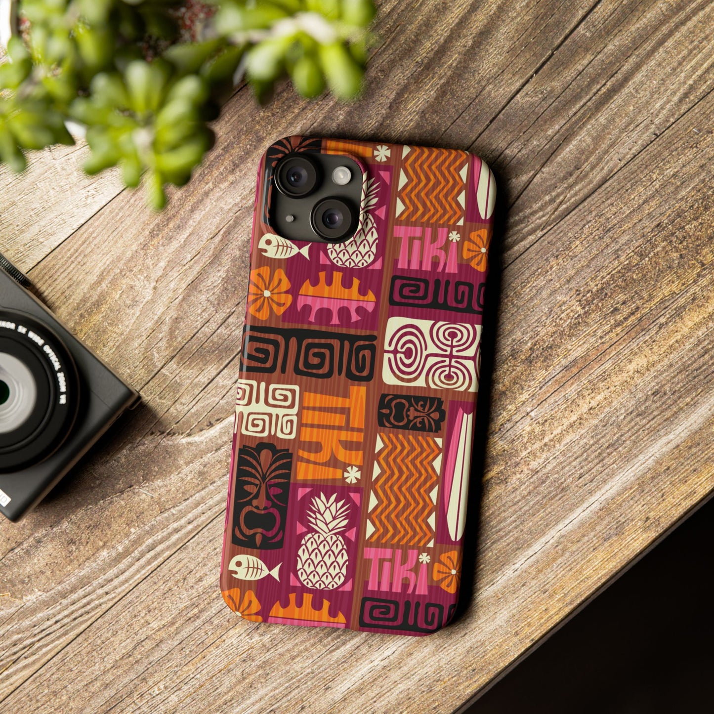 Slim Phone Cases - Tiki Poster Pink/Orange