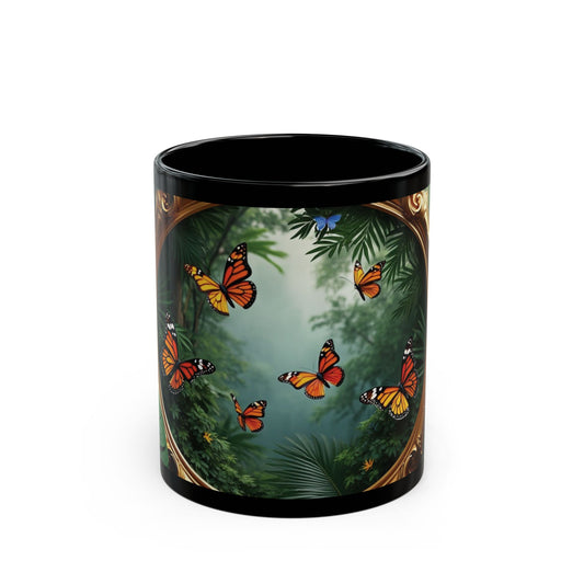 Black Coffee Mug - Framed Monarch Gathering