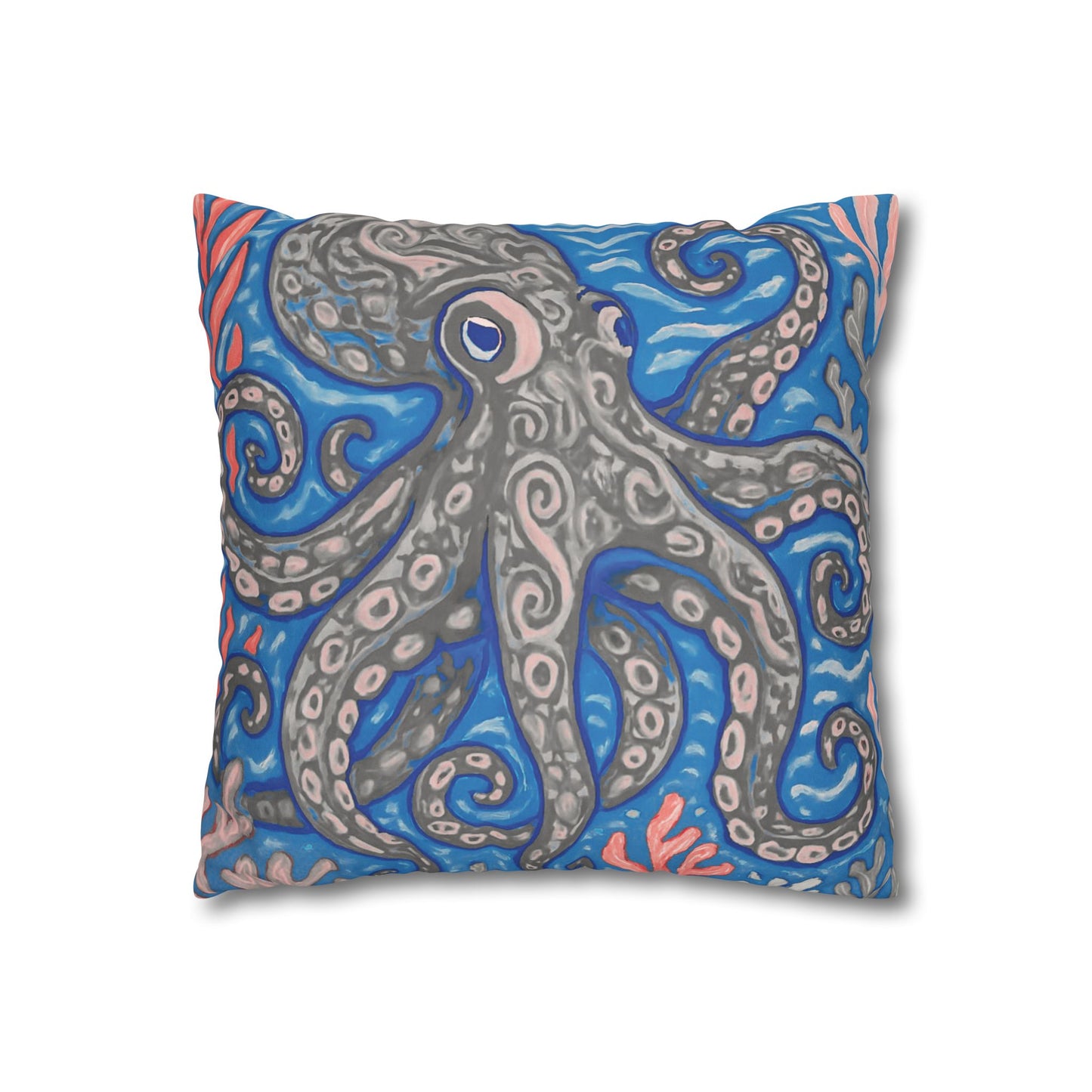 Faux Suede Square Pillowcase - Slate Kraken Joe