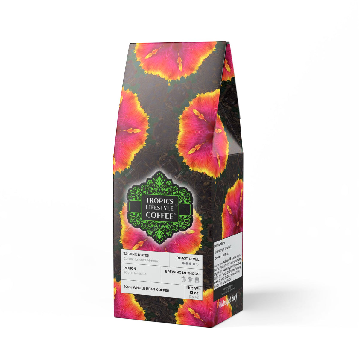 Midnight Surf Blend™ (Medium-Dark Roast) Specialty Grade Craft Coffee / Hibiscus Kaleido