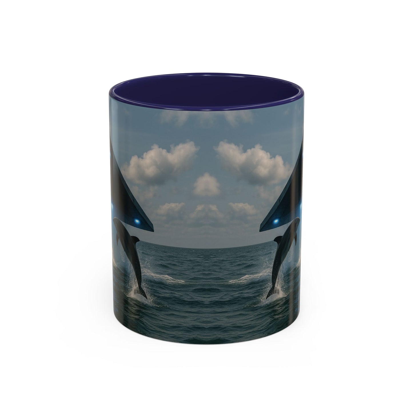 Accent Coffee Mug (11, 15oz), 8 Colors - UFO and Dolphin
