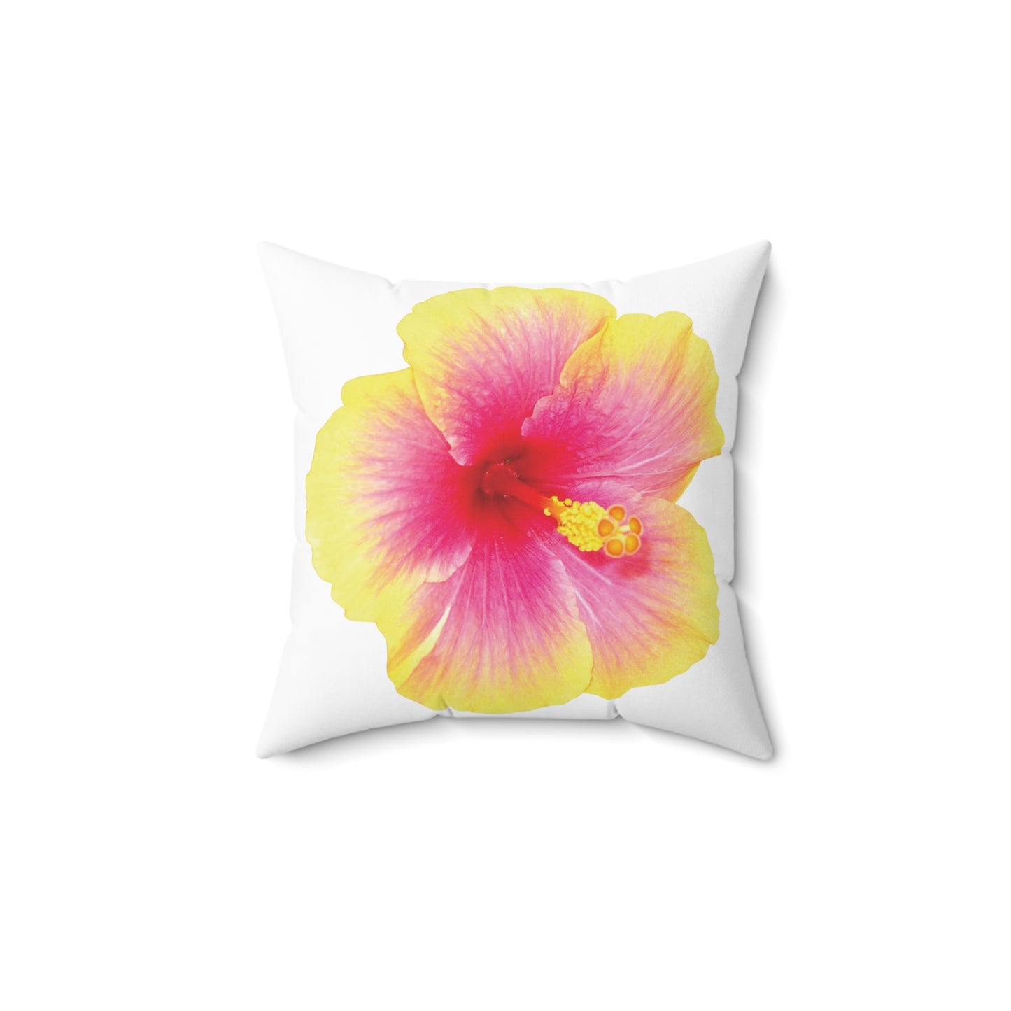 Decorative Pillow - Accent Cushion, 4 Sizes / Photo Yellow Hibiscus, White