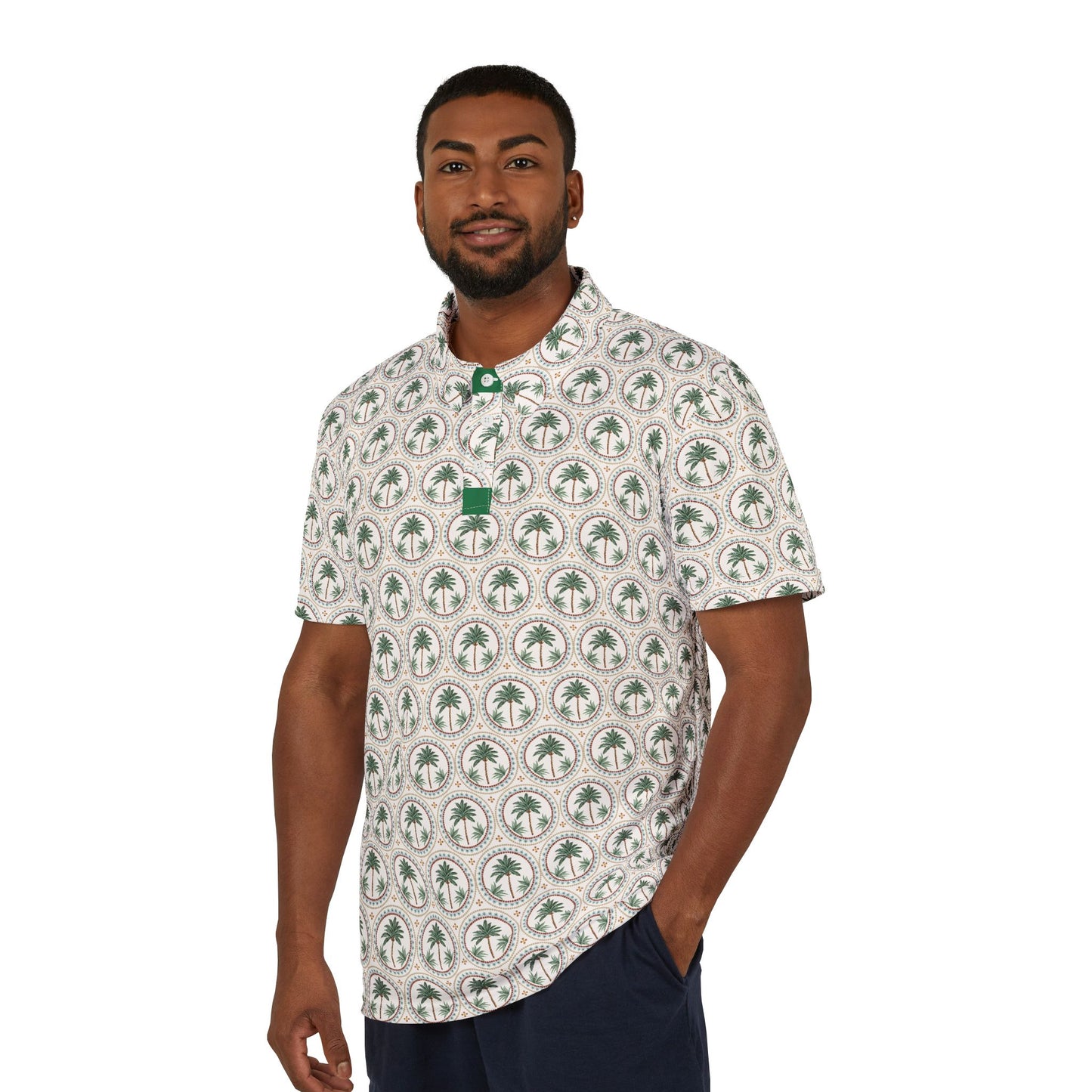 Tropical Unisex Polo Shirt - Beach Vibes Fashion / Mosaic Palm Trees