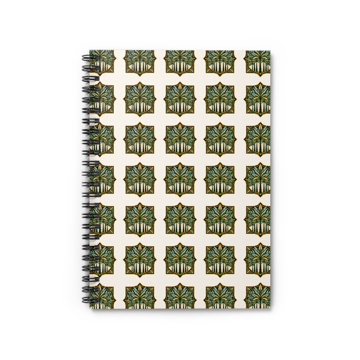 Spiral Notebook - Deco Palm Trees, Green, Ruled Line