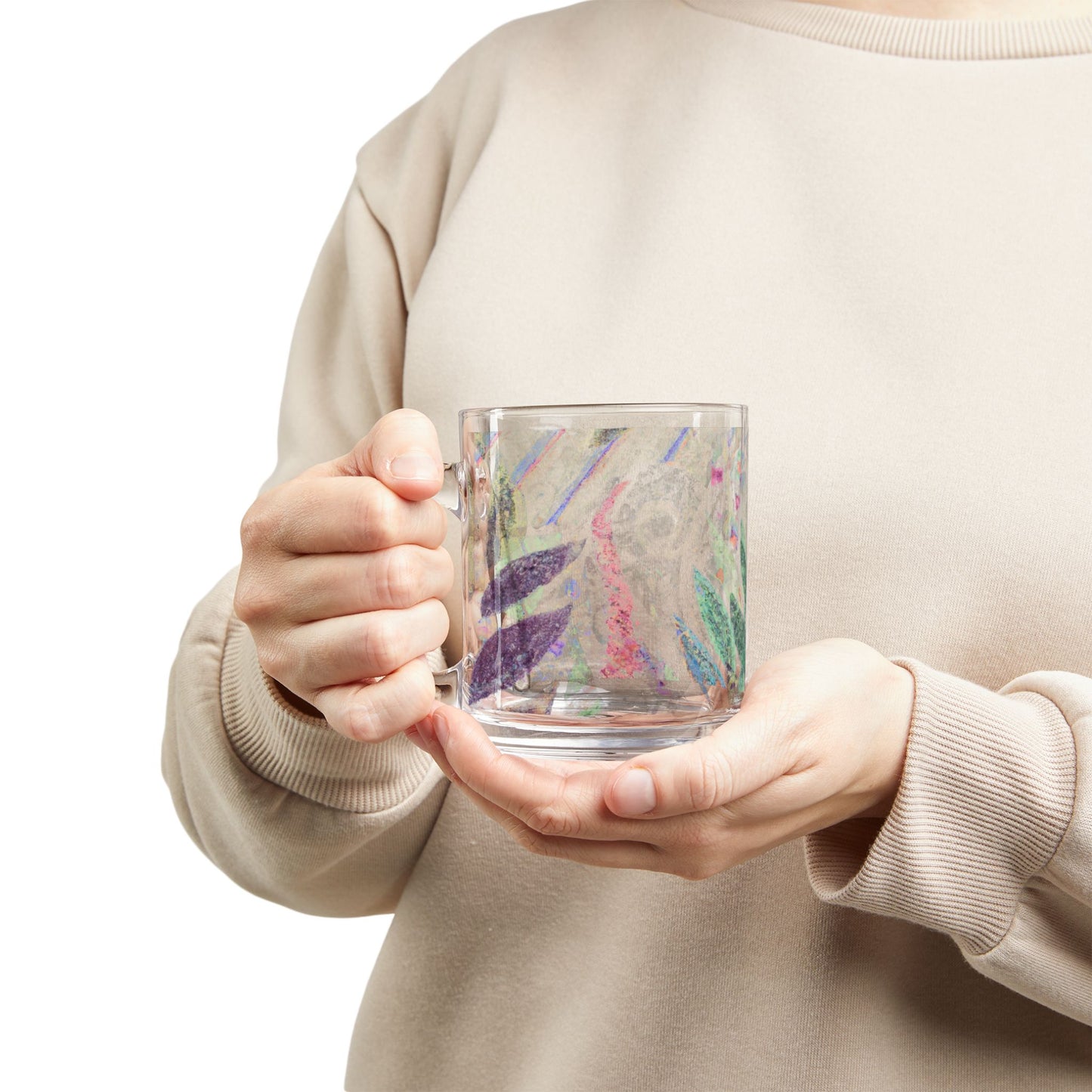 Tropical Glass Mug - 10oz Coffee Cup / Amazon Whimsy, Vintage