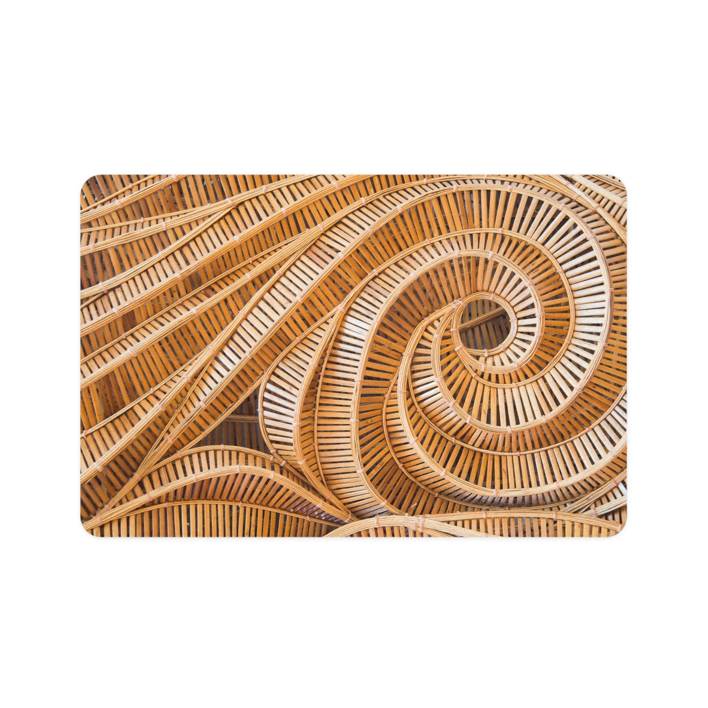 Pet Food Mat (12x18), Natural Bamboo Spiral