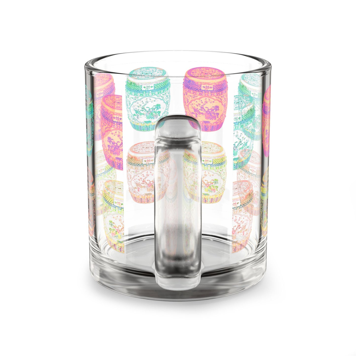 Tropical Glass Mug - 10oz Coffee Cup / Chinese Exotic Stools