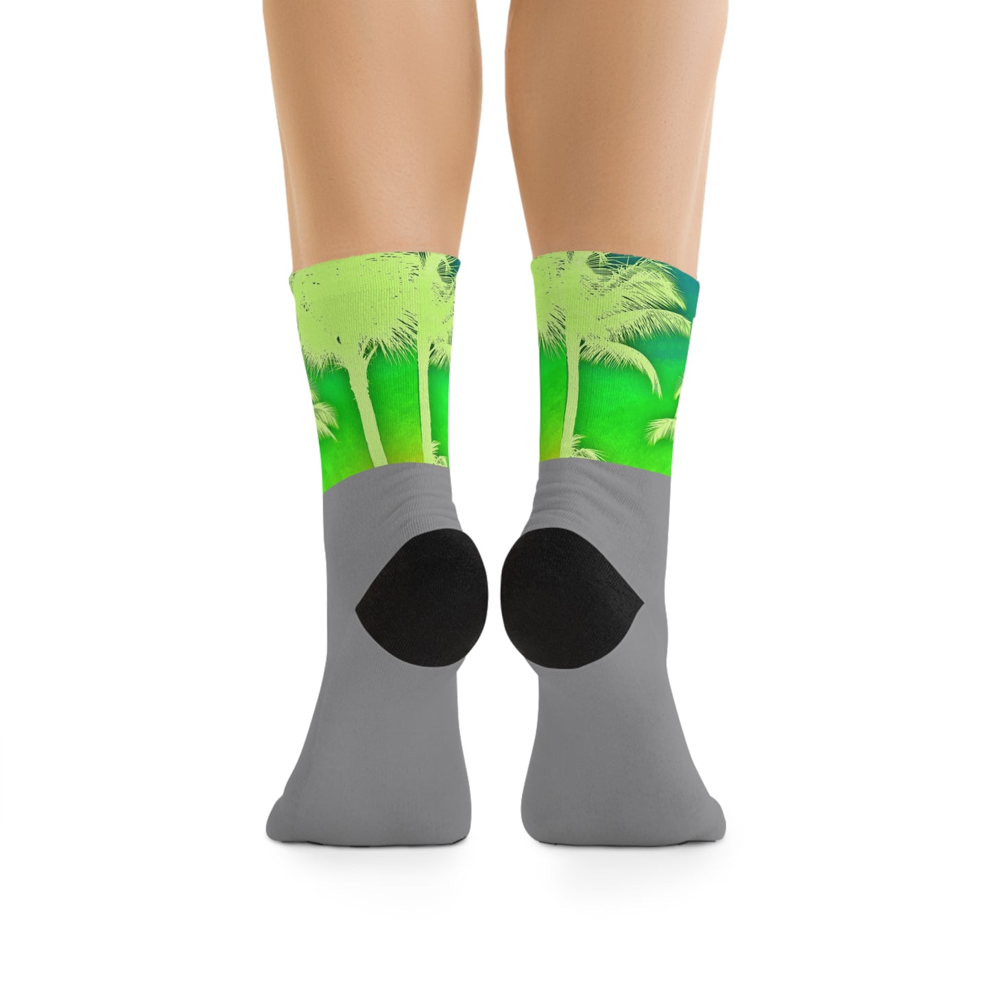 Recycled Poly Socks, Palm Glow Green/Grey