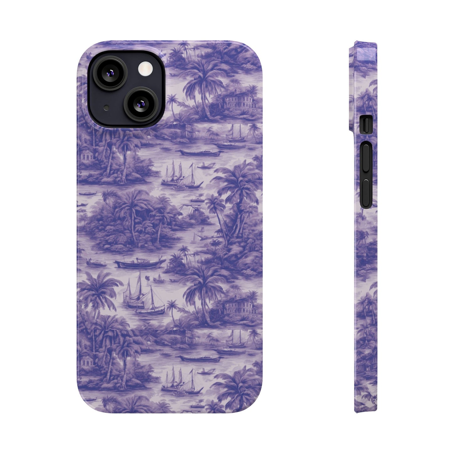 Slim Phone Cases - Tropical Toile #1, purple