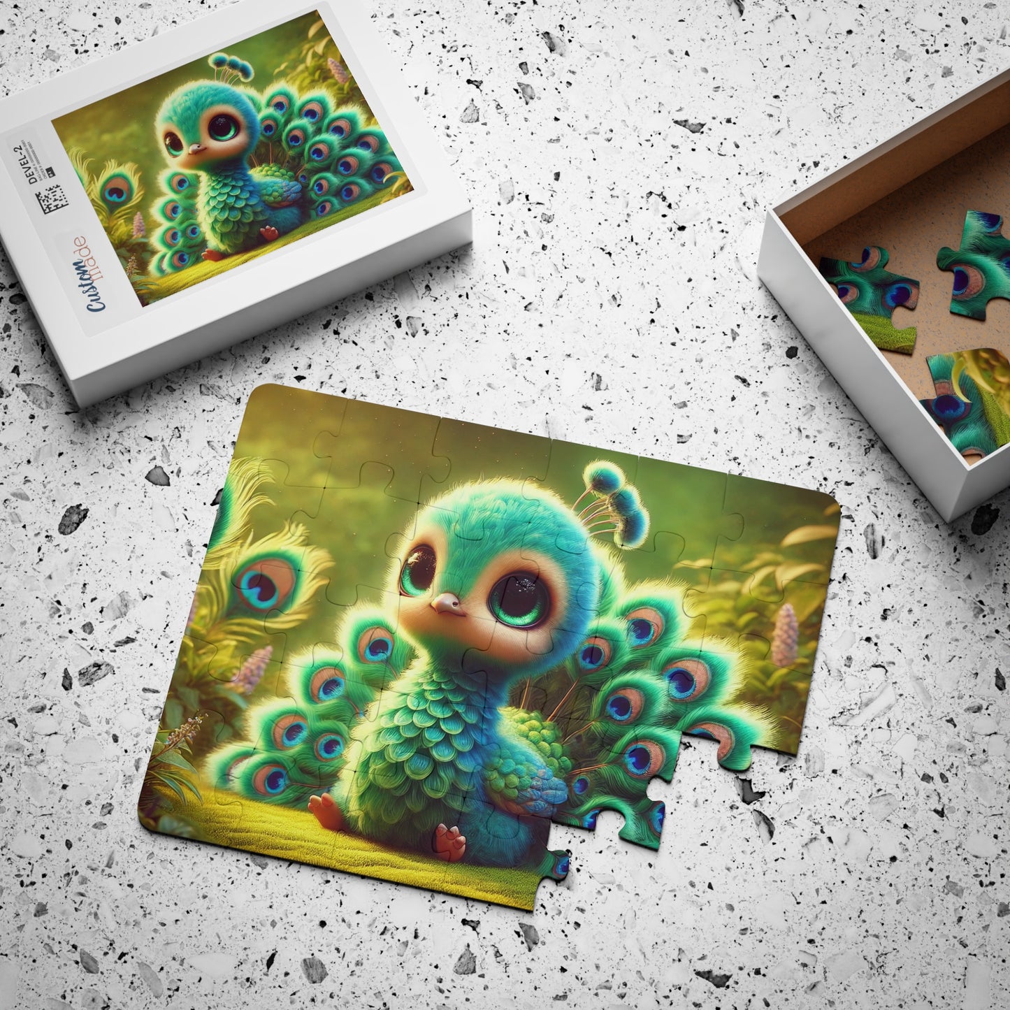 Tropical Kids' Puzzle - 30-Piece Puzzle for Fun and Learning / Baby Peacock