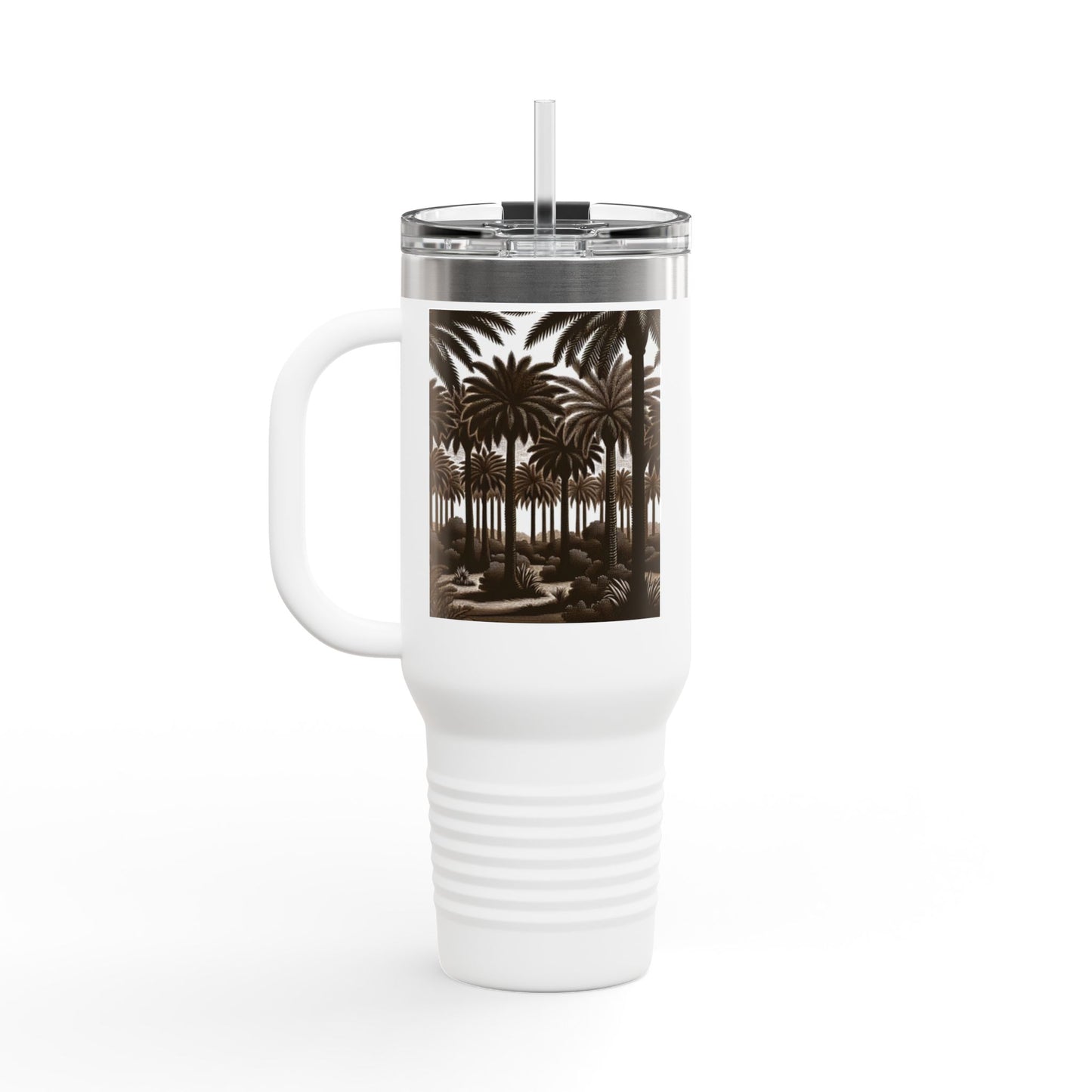 Woodcut Palms Insulated Travel Mug - 40oz - Perfect for Outdoor Adventures
