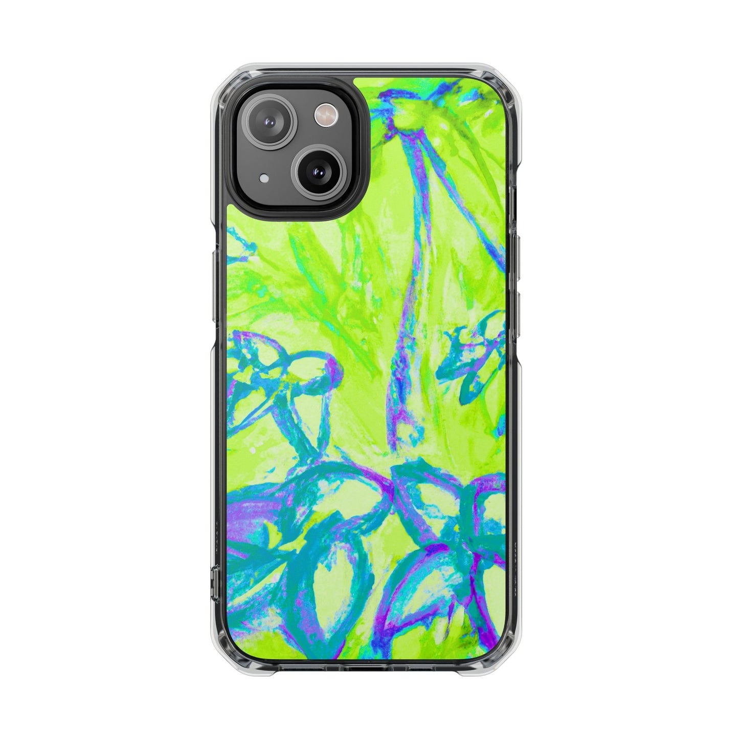 Tropical Doodles/Lime Magnetic Clear Phone Case, Many Models