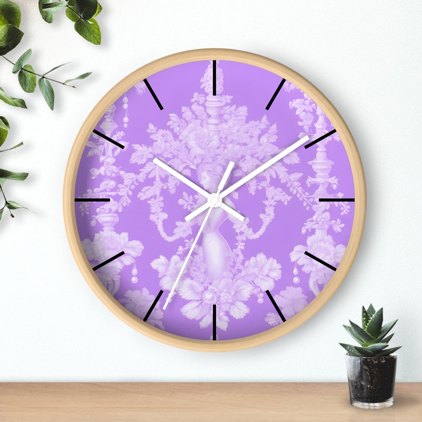 Wall Clock, Pearl Lady Toile / Purple, Hands/Base Variants