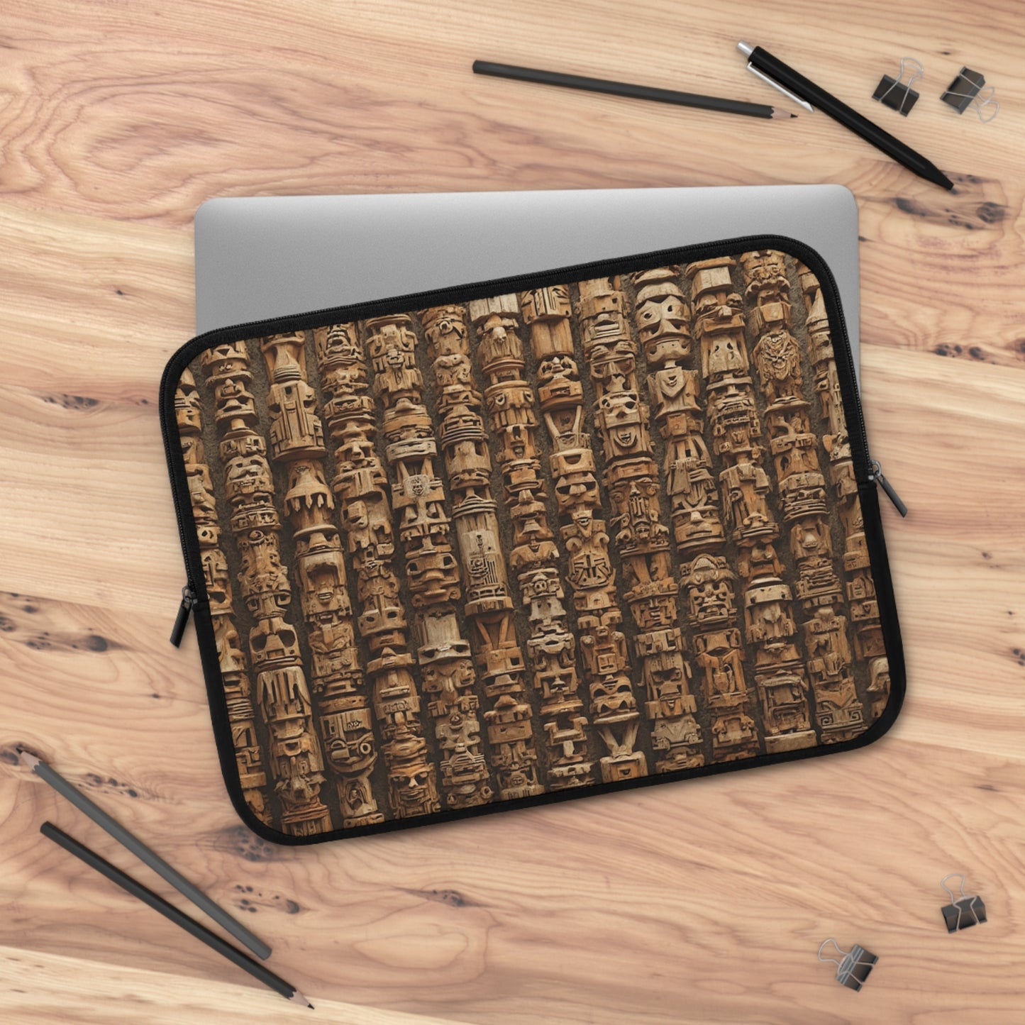 Tropical Laptop Sleeve, 5 Sizes - Perfect for Beach Lovers & Students / Ancient Tiki Totems